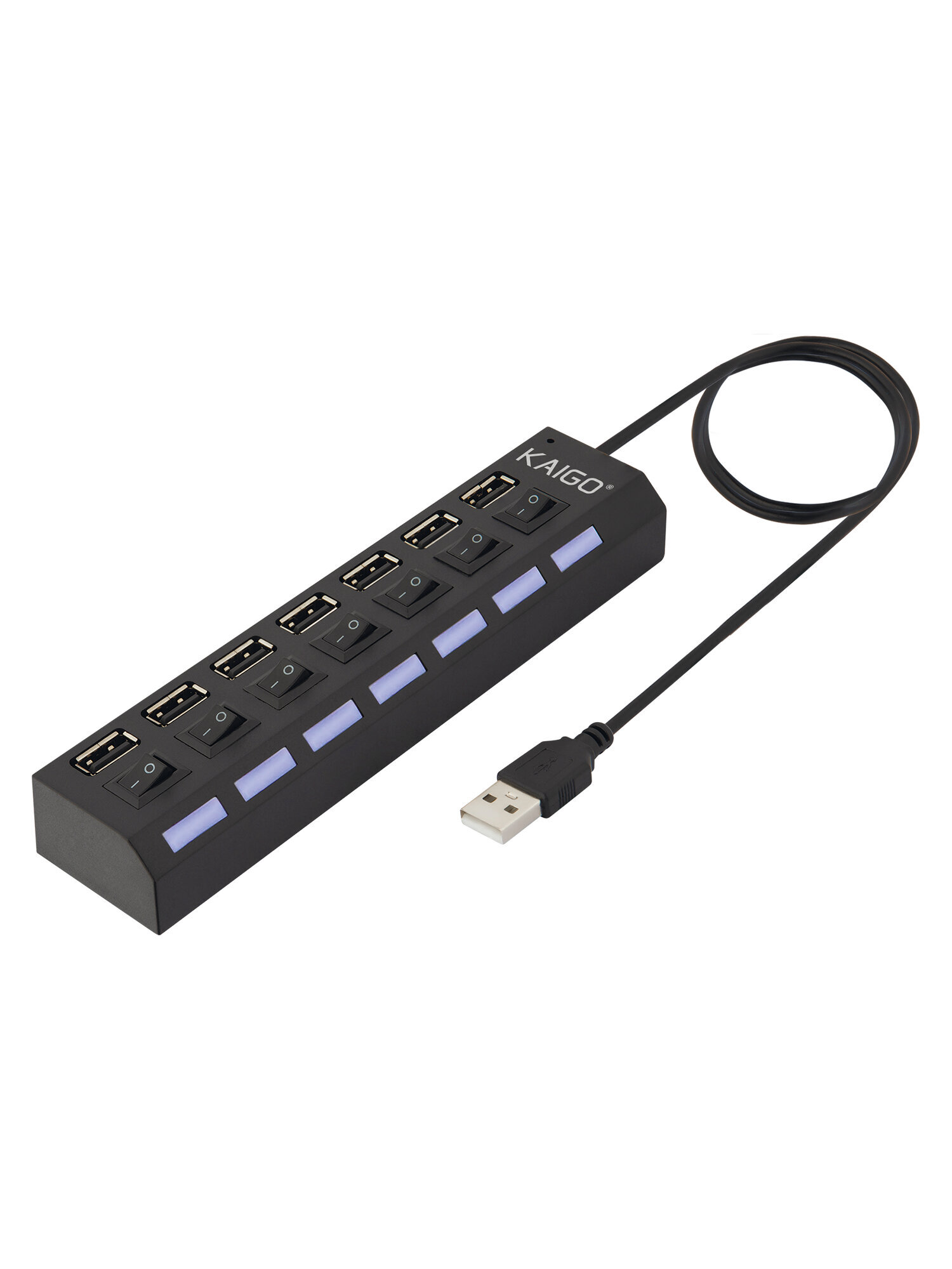 Хаб разветвитель KAIGO с выключателями 7xUSB 2.0 кабель 50 см - фото 2