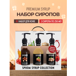 Набор сиропов SPOOM Макадамия Лесной орех Миндаль для кофе 3 шт 250 мл + 3 шт дозатора