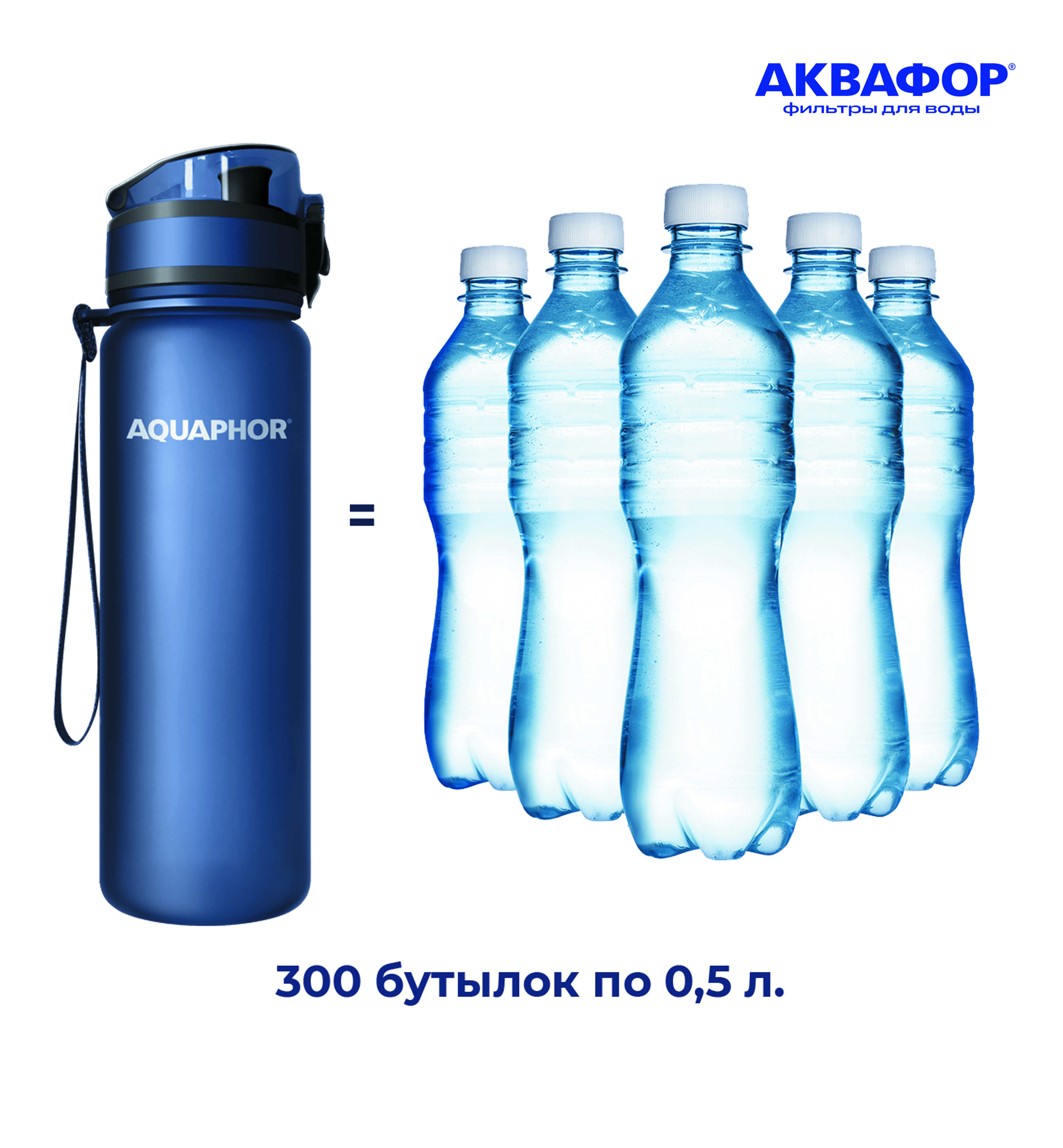 Бутылка-фильтр Аквафор 500 мл темно-синяя - фото 5