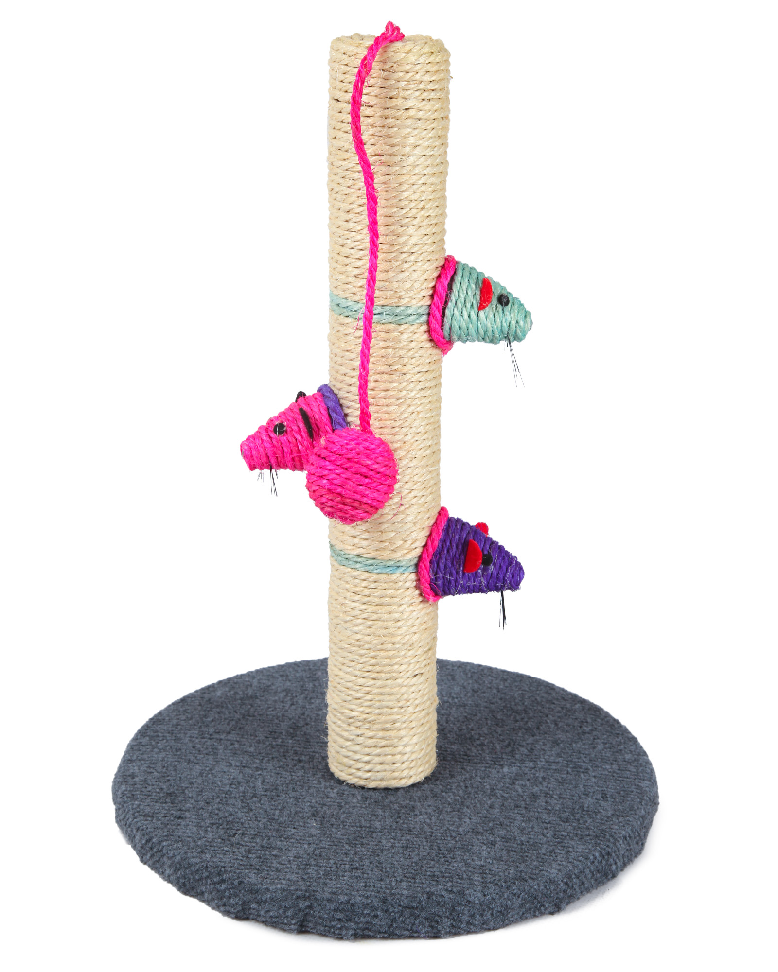 Когтеточка для кошек Barbaks Столбик из джута с игрушкой 40*28*28см - фото 1