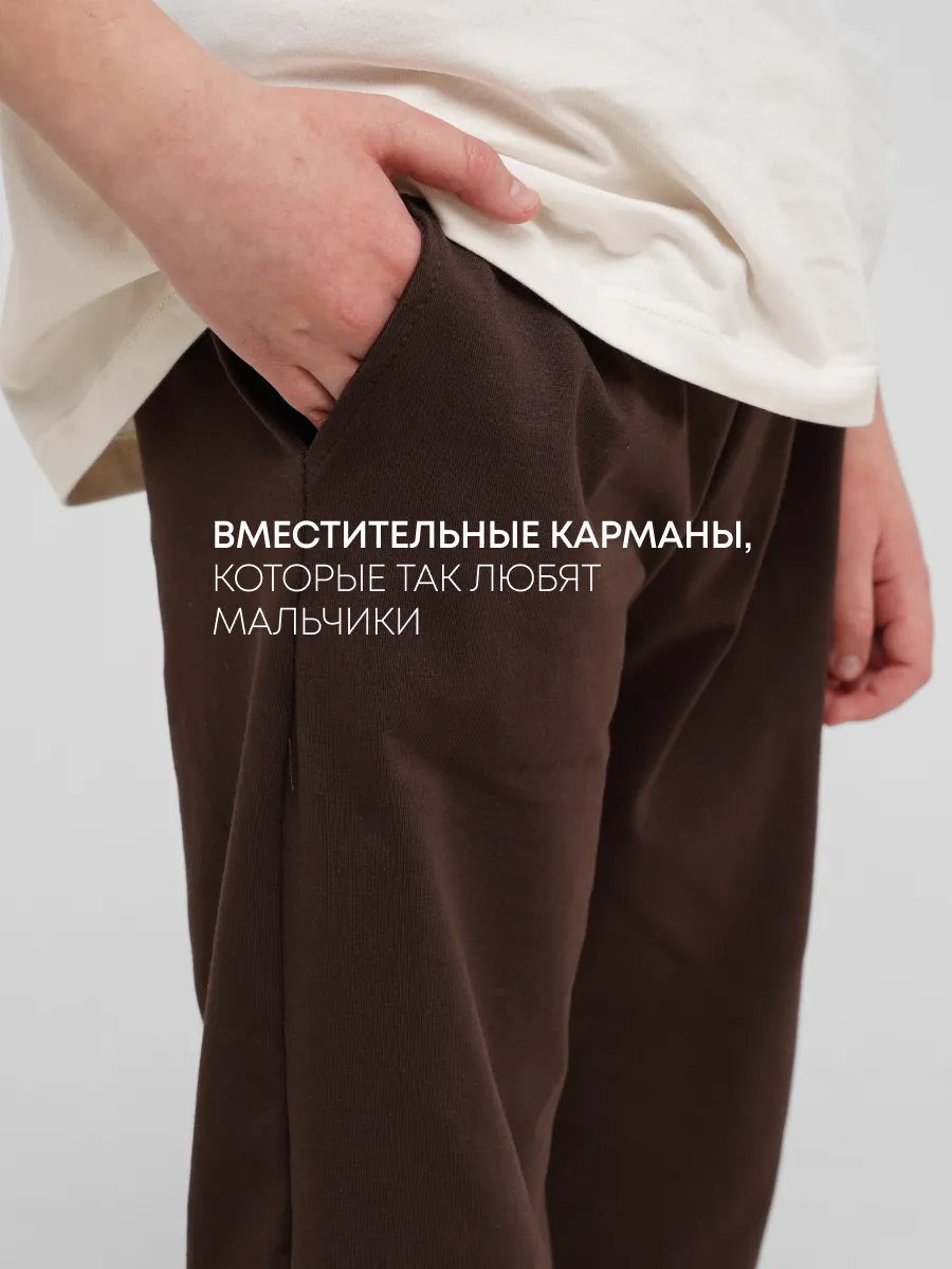 Спортивные брюки 2 шт Супер Пупс 2пр/штаны/хаки/шоколад - фото 4