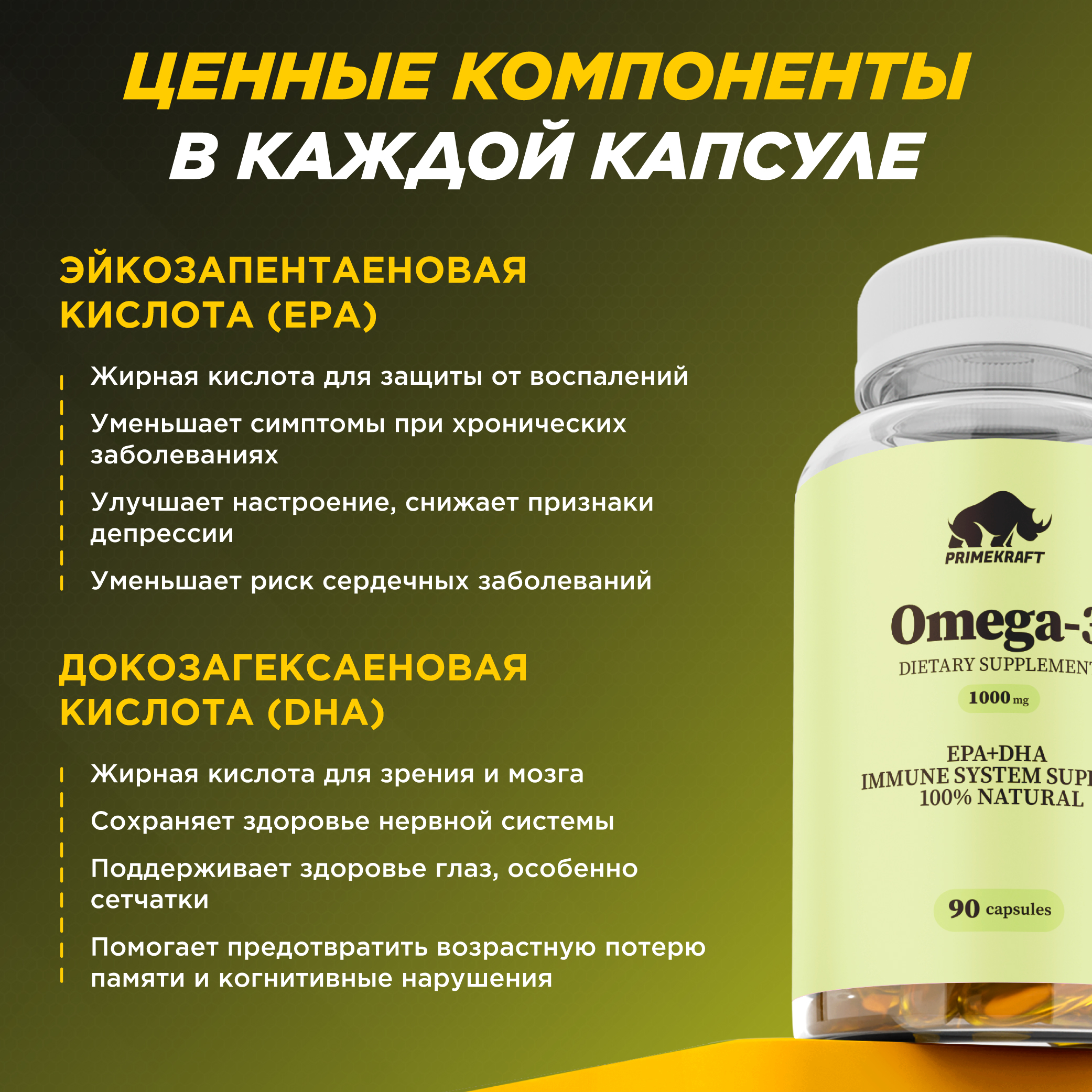 Омега-3 Prime Kraft 1000 mg 90 капсул Витамины для взрослых - фото 5