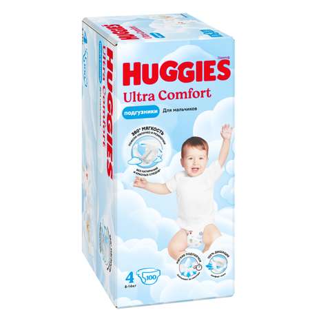 Подгузники Huggies Ultra Comfort для мальчиков 4 (8-14 кг) 100 шт.
