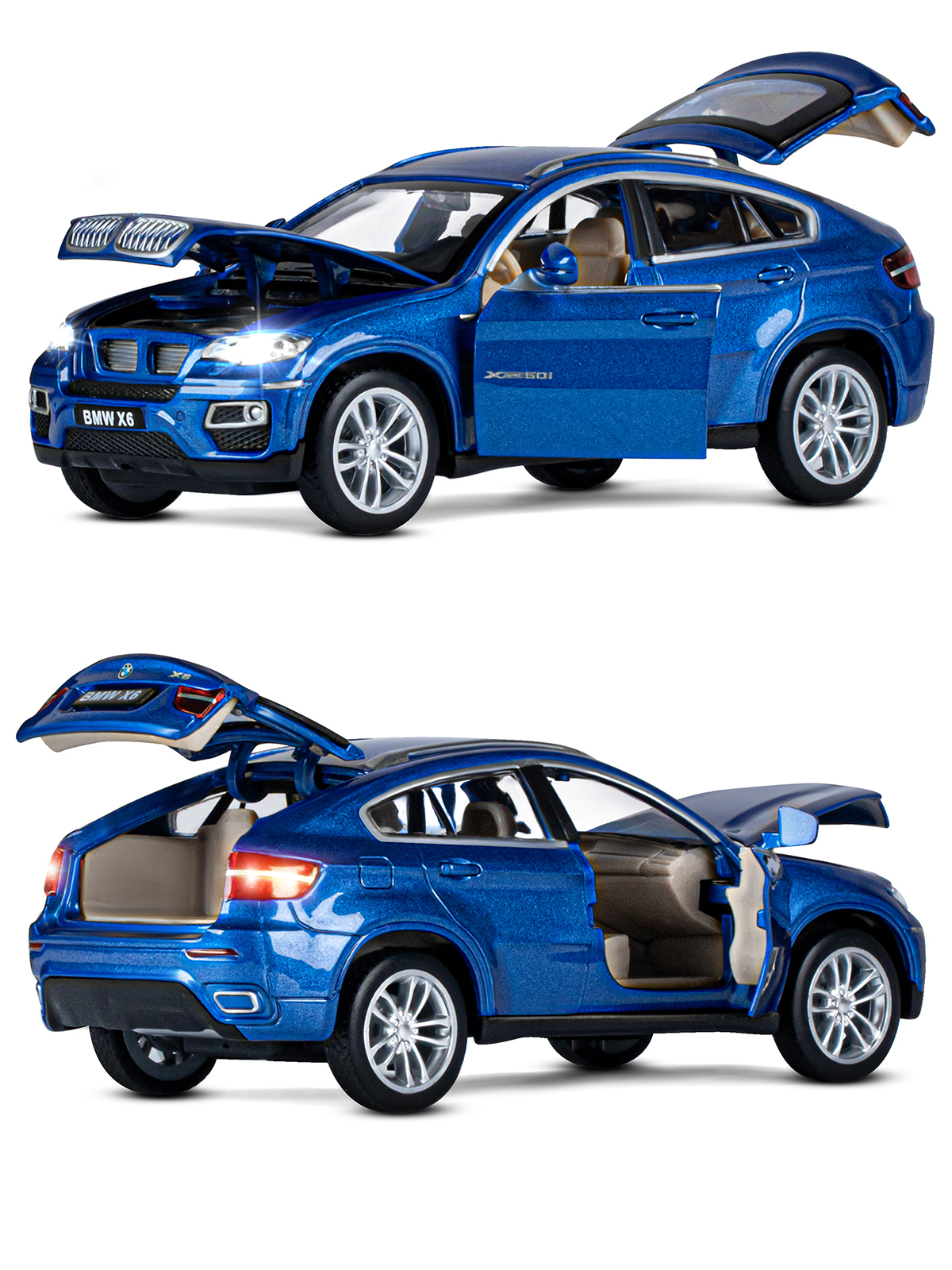 Внедорожник АВТОпанорама BMW X6 1:32 JB1251394 - фото 7