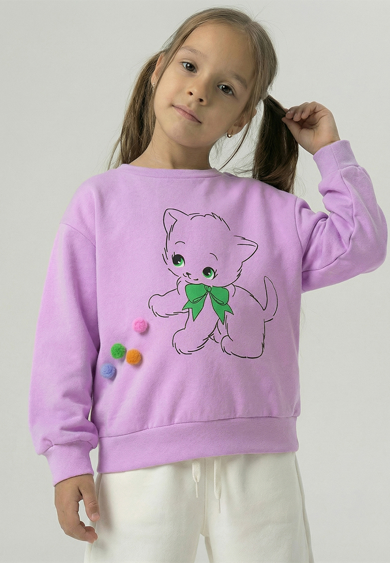Изображение товара Свитшот YOULALA для девочек с аппликацией кошечки