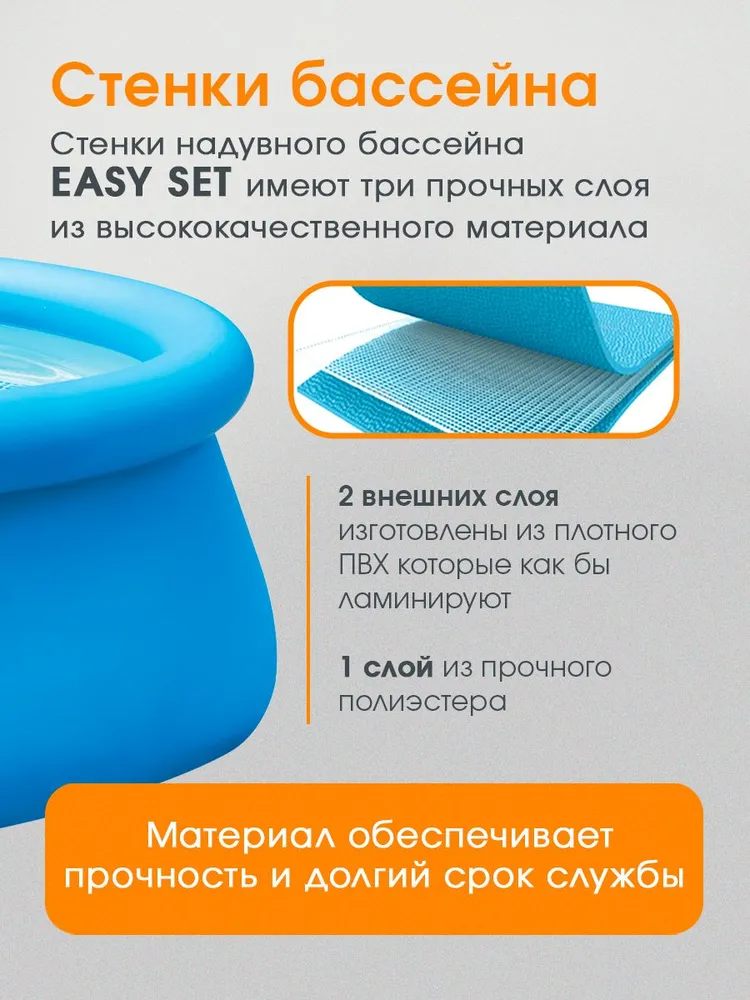 Бассейн Intex С надувным кольцом EASY SET / 244*61 см - фото 3