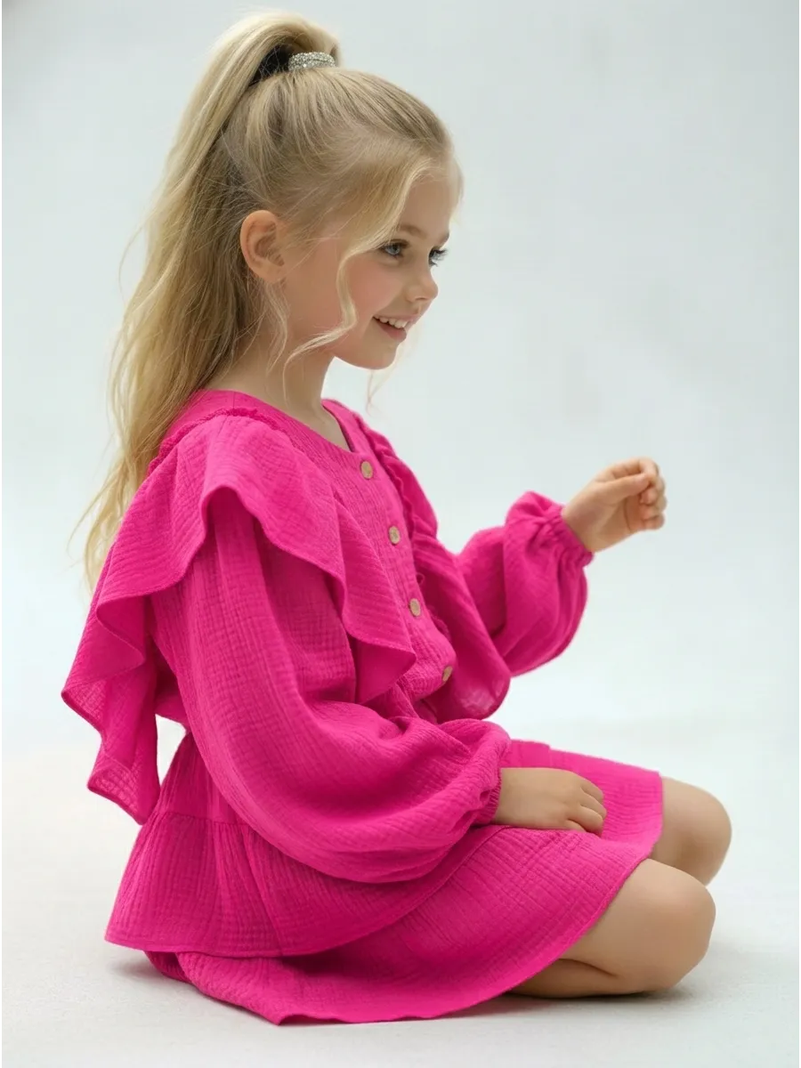 Блузка и юбка Leli dress костюм_муслин_с_юбкой_фуксия - фото 9