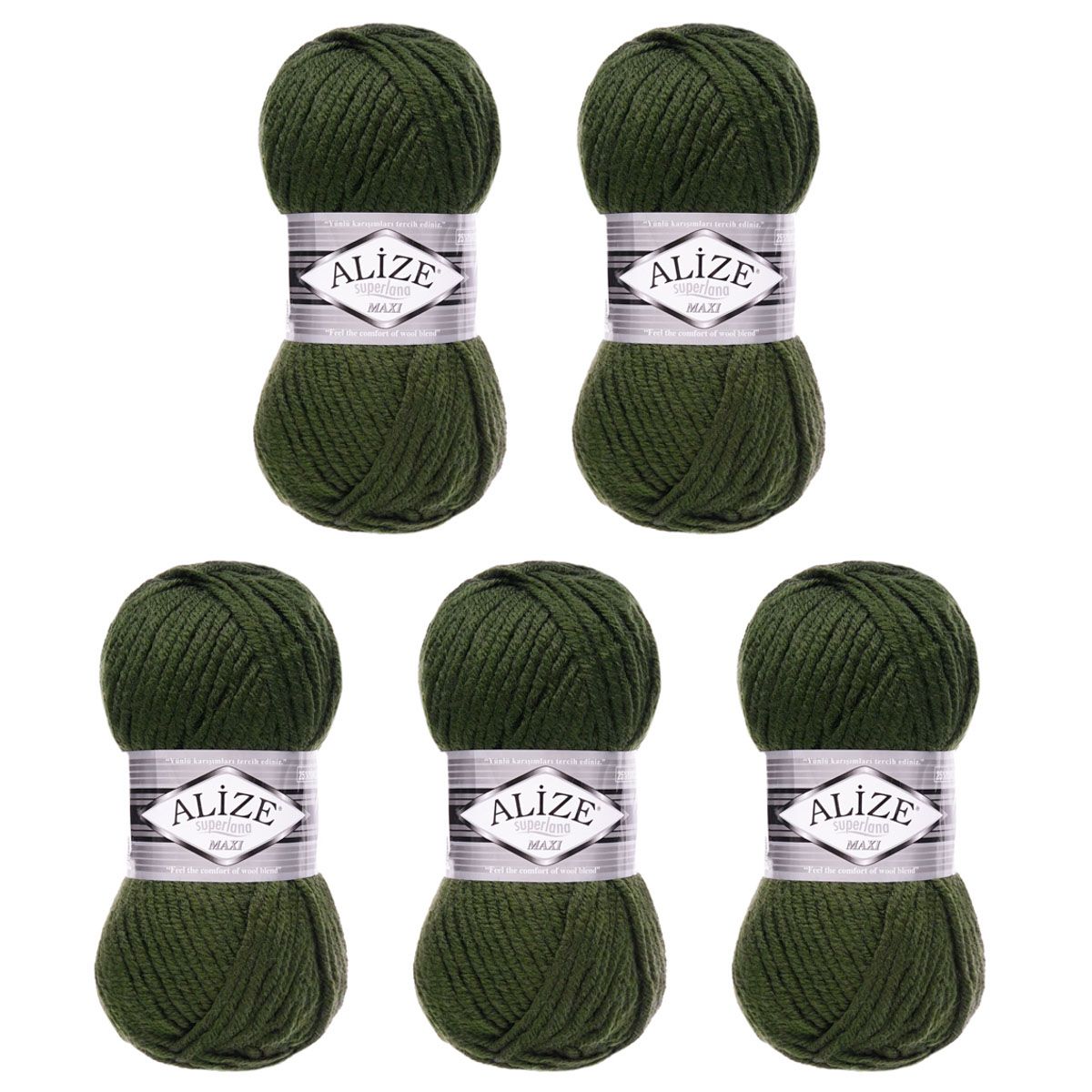 Пряжа Alize полушерстяная мягкая теплая Superlana maxi 100г 100м 5 шт 241 темно-зеленый - фото 8