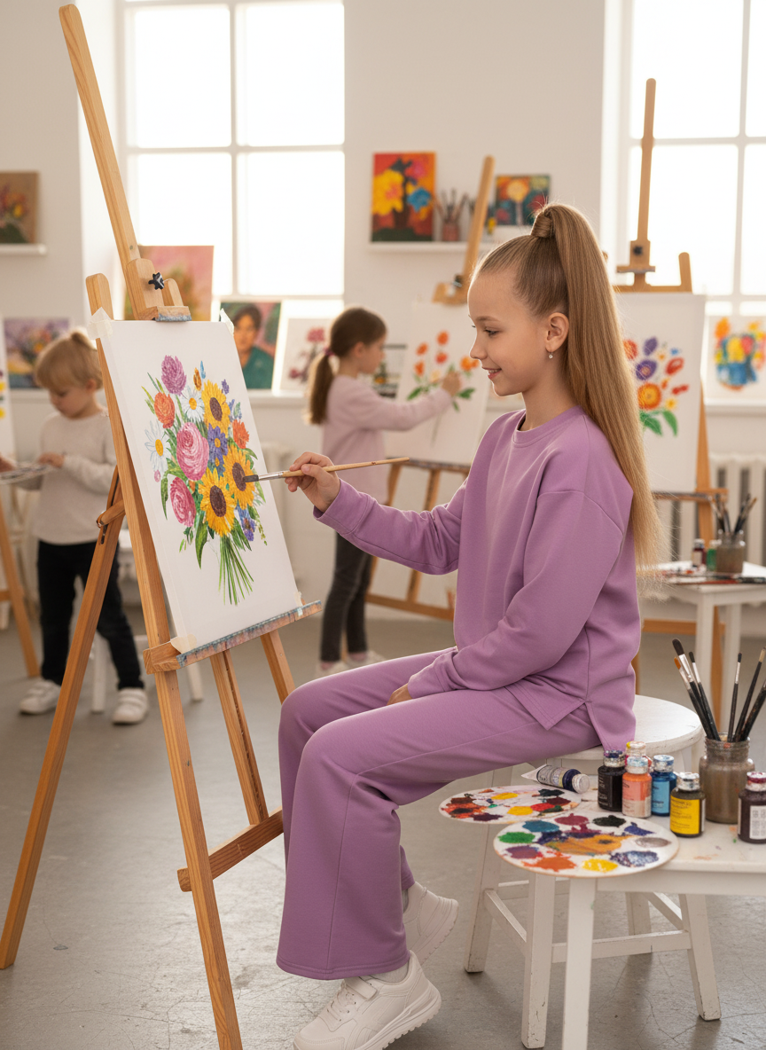 Свитшот и брюки Утенок 7065 сирень - фото 3