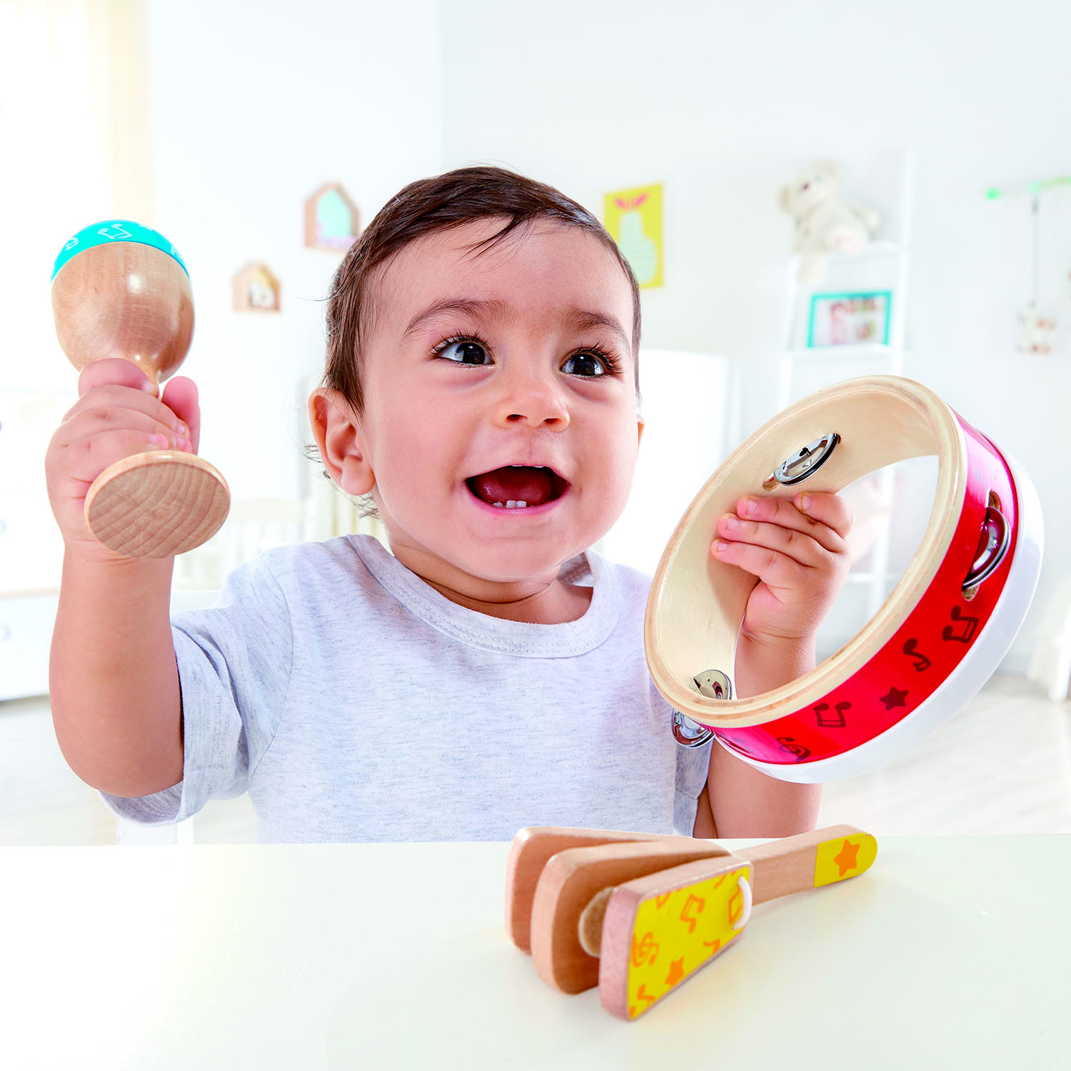 Игрушка музыкальная Hape бубен, маракас - фото 1