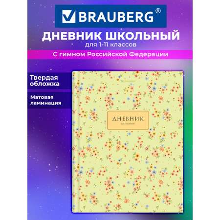 Дневник школьный Brauberg для девочек 1-11 класс твердая обложка 40 листов