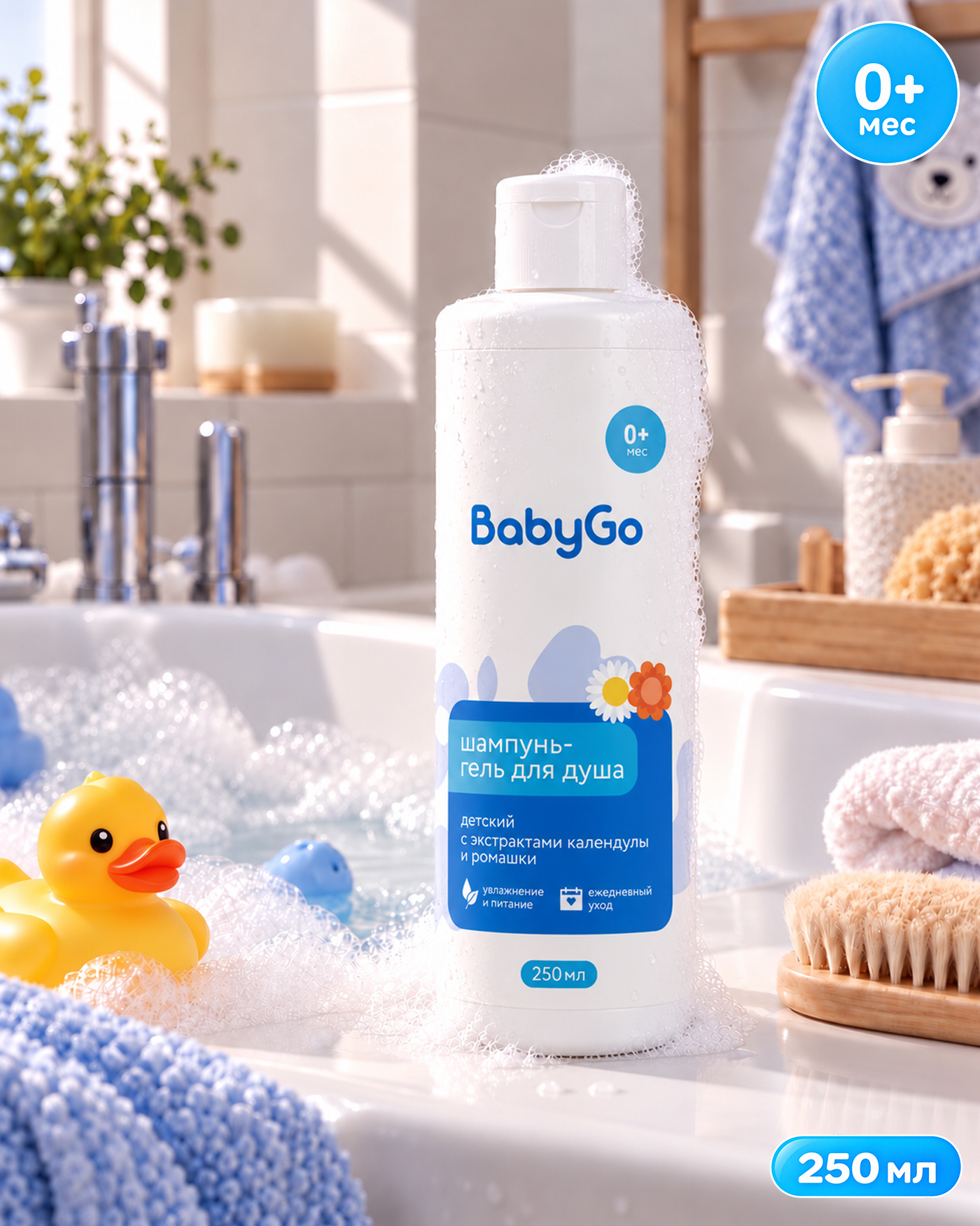 Шампунь BabyGo 2в1 календула и ромашка 0+ 250 мл - фото 2