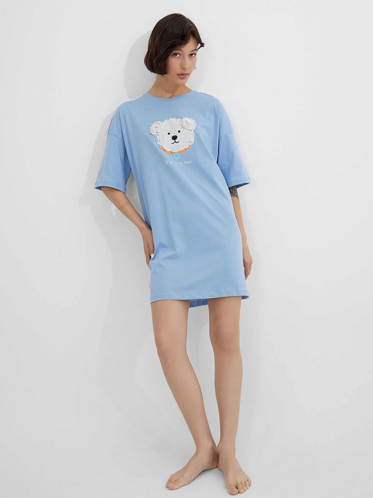 Сорочка ночная Mark Formelle (Марк Формэль) 512079/т.голубой +печать - фото 4