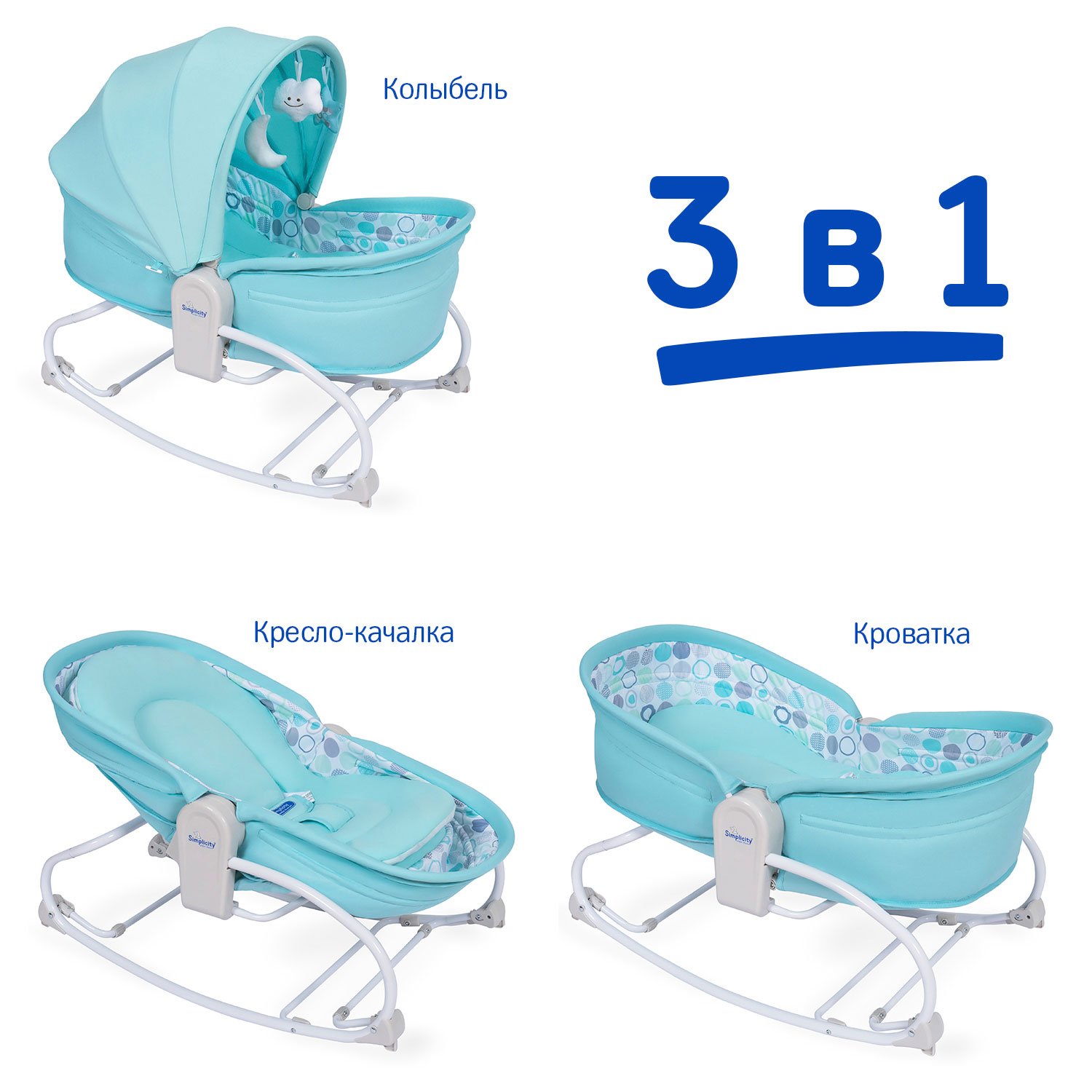 Колыбель SIMPLICITY 3010 Elite голубой - фото 2