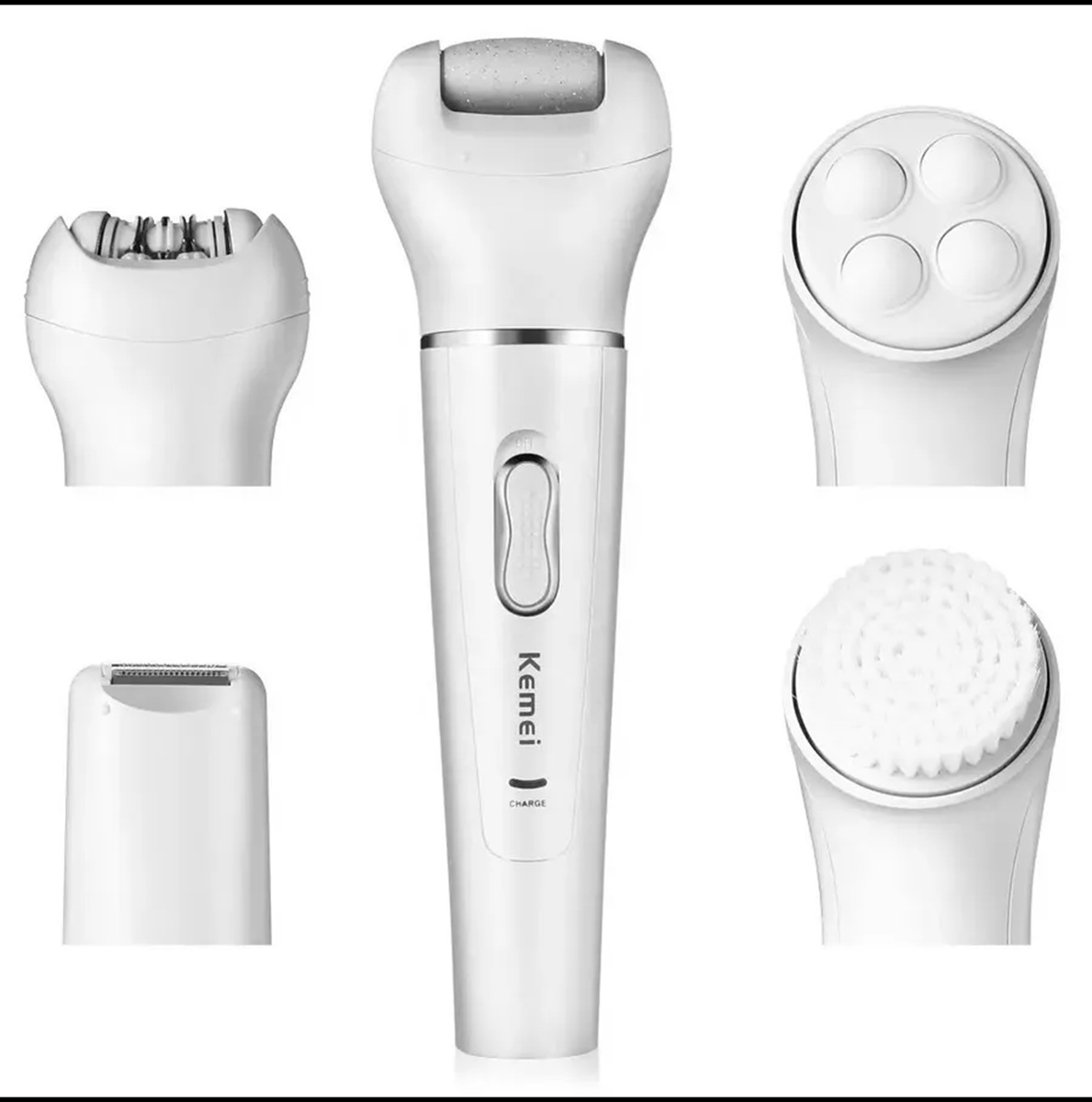 Эпилятор 5 в 1 беспроводной с насадками CASTLELADY депилятор массажер триммер пилинг щетка для очищения кожи - фото 9