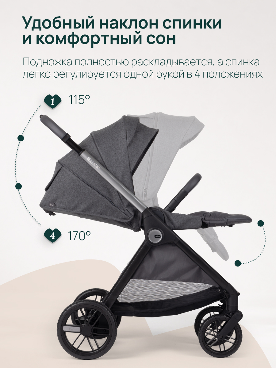 Коляска прогулочная Chicco Bellagio 2 от 0 до 4 лет черный - фото 11