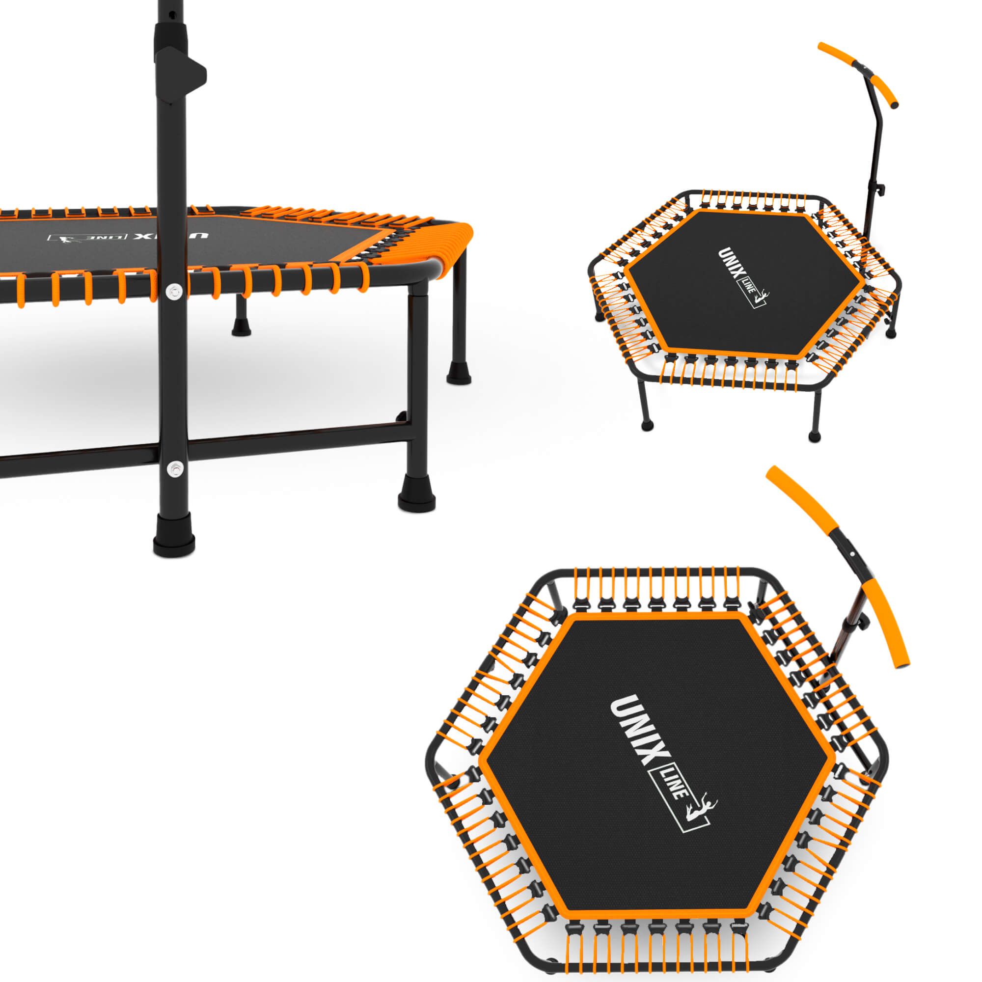 Батут спортивный с ручкой UNIX line Fitness Orange диаметр 125 см до 130 кг фитнес батут для джампинга - фото 21