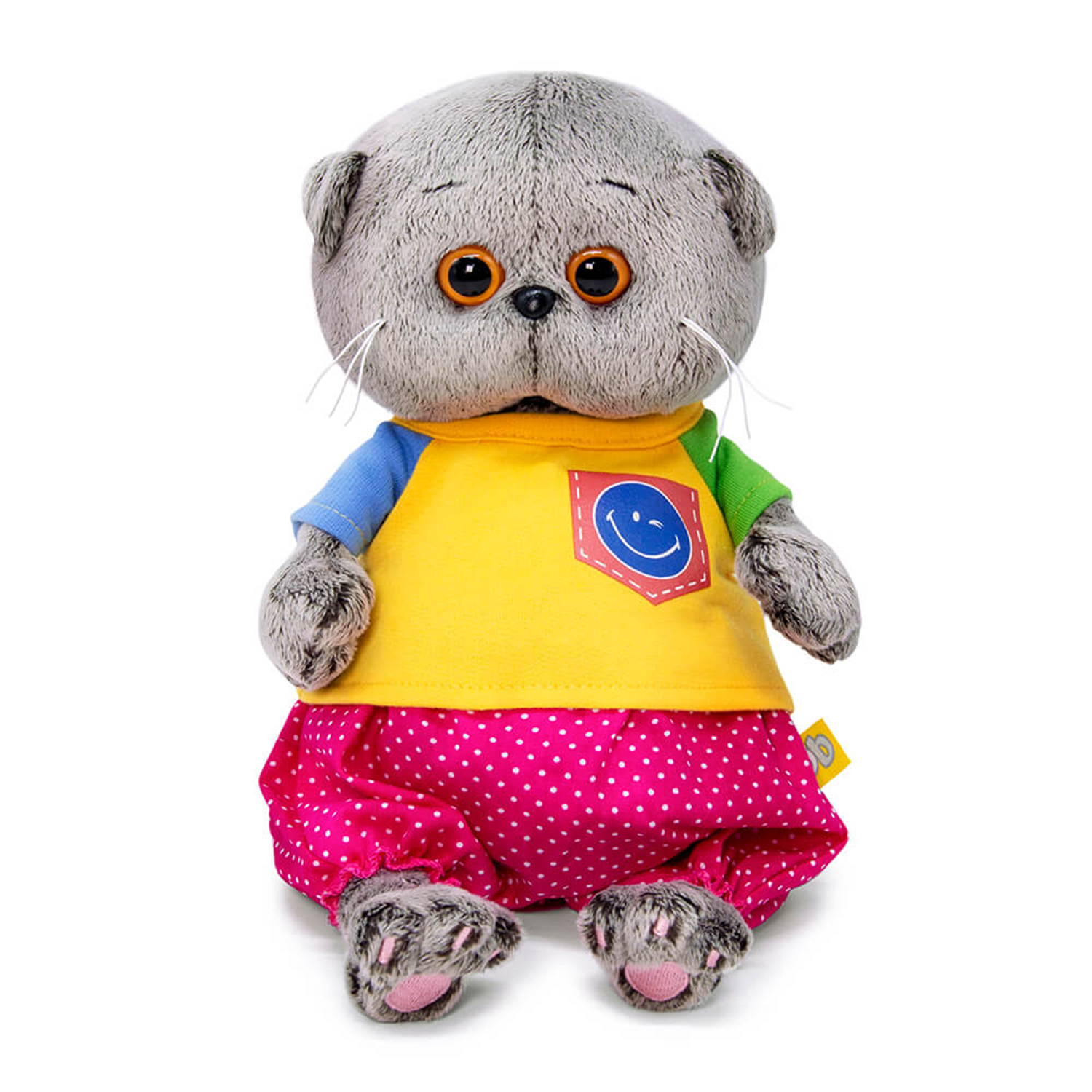 Мягкая игрушка BUDI BASA Кот Басик BABY в футболке со смайликом 20 см BB06303 - фото 1
