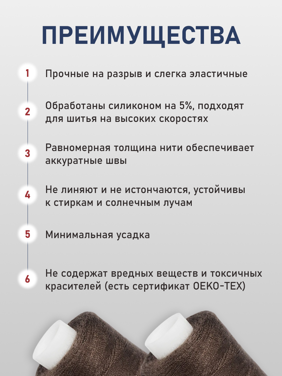 Нитки для шитья 40/2 Bestex 10шт цв 179 - фото 3