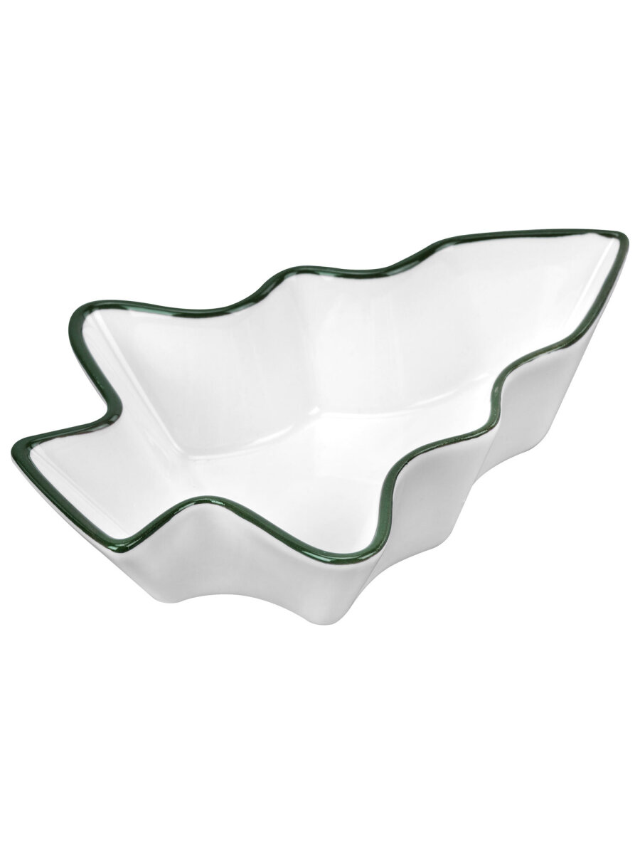 Тарелка новогодняя подарочная Золотая сказка керамическая фигурная для сервировки стола Елочка - фото 9