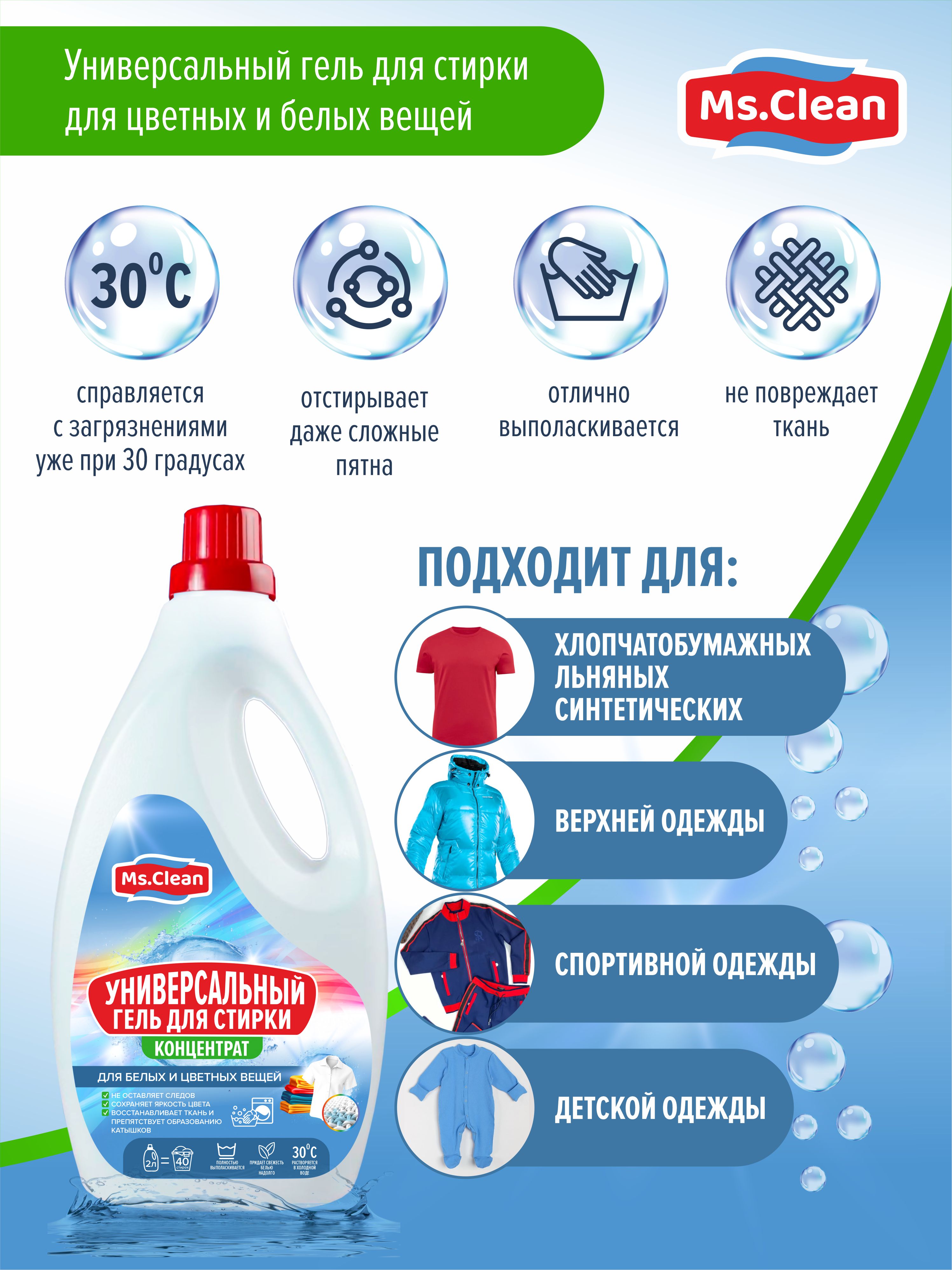 Гель для стирки Ms.Clean Универсальный 2 л - фото 2