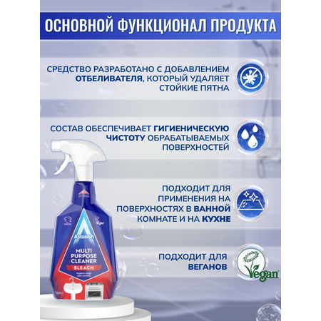 Многоцелевое чистящее средство Astonish для ванной и кухни с отбеливающим эффектом Multi-Purpose Cleaner 750мл.