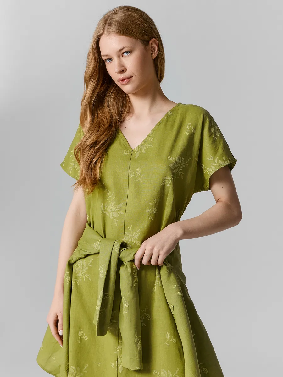 Платье Mark Formelle (Марк Формэль) 152564/цветы на оливковом - фото 4