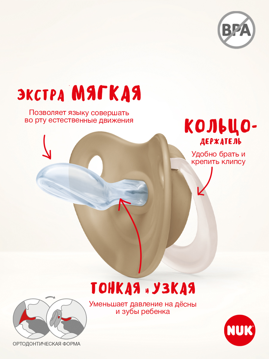 Пустышка Nuk латекс ортодонтическая от 0 мес. 2 шт. - фото 7