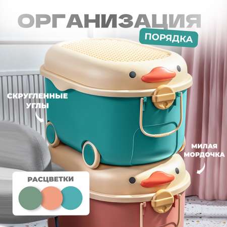 Ящик для хранения игрушек Solmax контейнер на колесиках 57х38х33 см синий