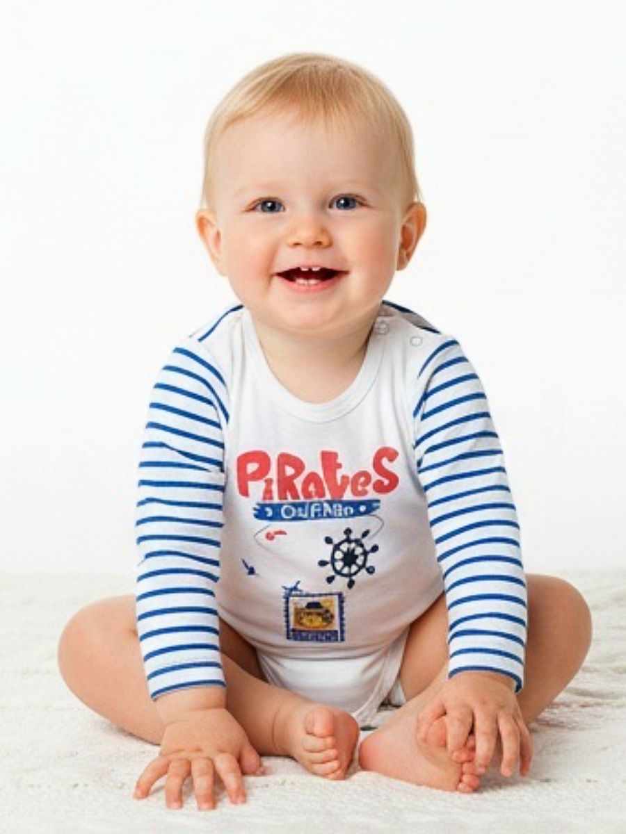 Боди Linas baby 1243-9-Белый_Синий - фото 1