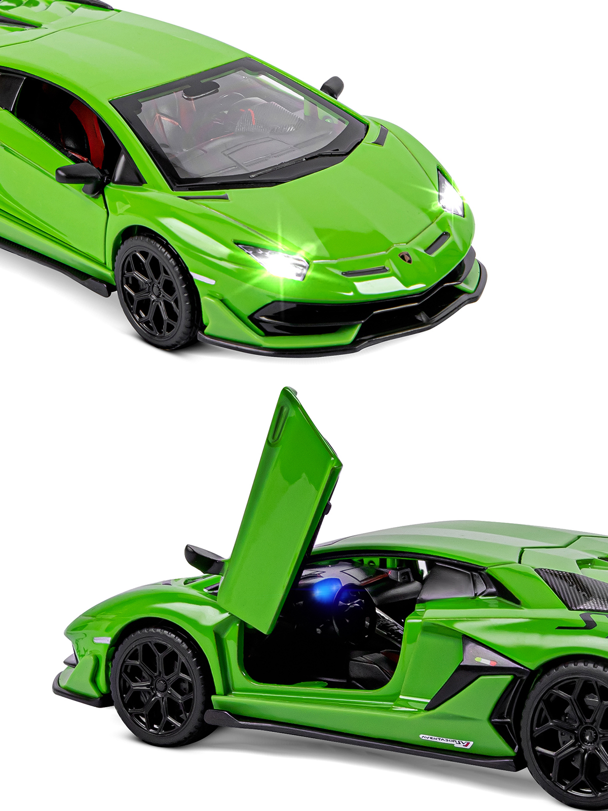 Автомобиль АВТОпанорама Lamborghini Aventador SVJ 1:32 зеленый JB1251408 - фото 9