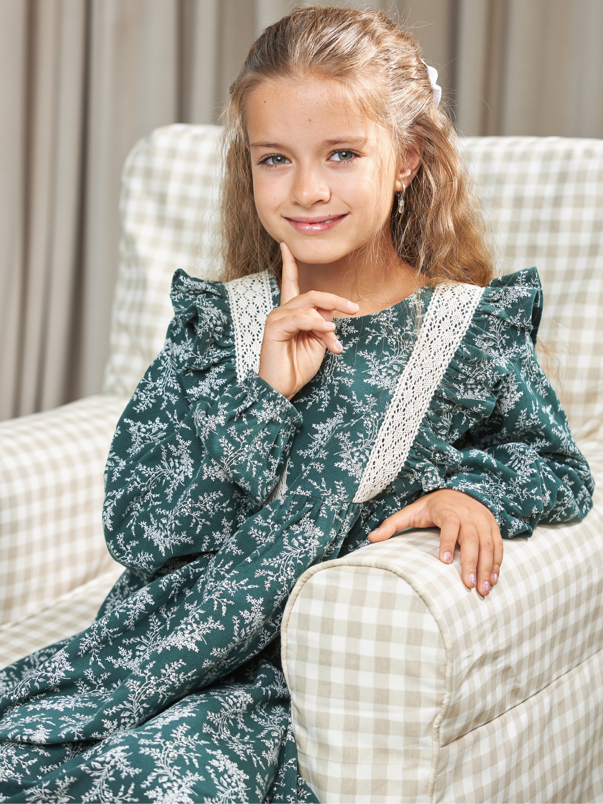 Платье MOUN платье_фланель/кружево_изумрудн - фото 2