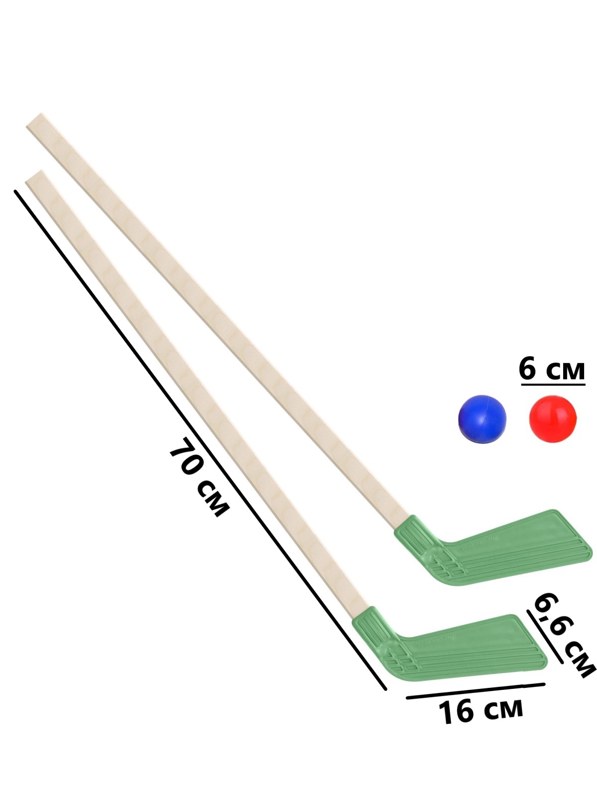 Клюшка детская хоккейная Задира набор 2 шт + 2 мяча - фото 1