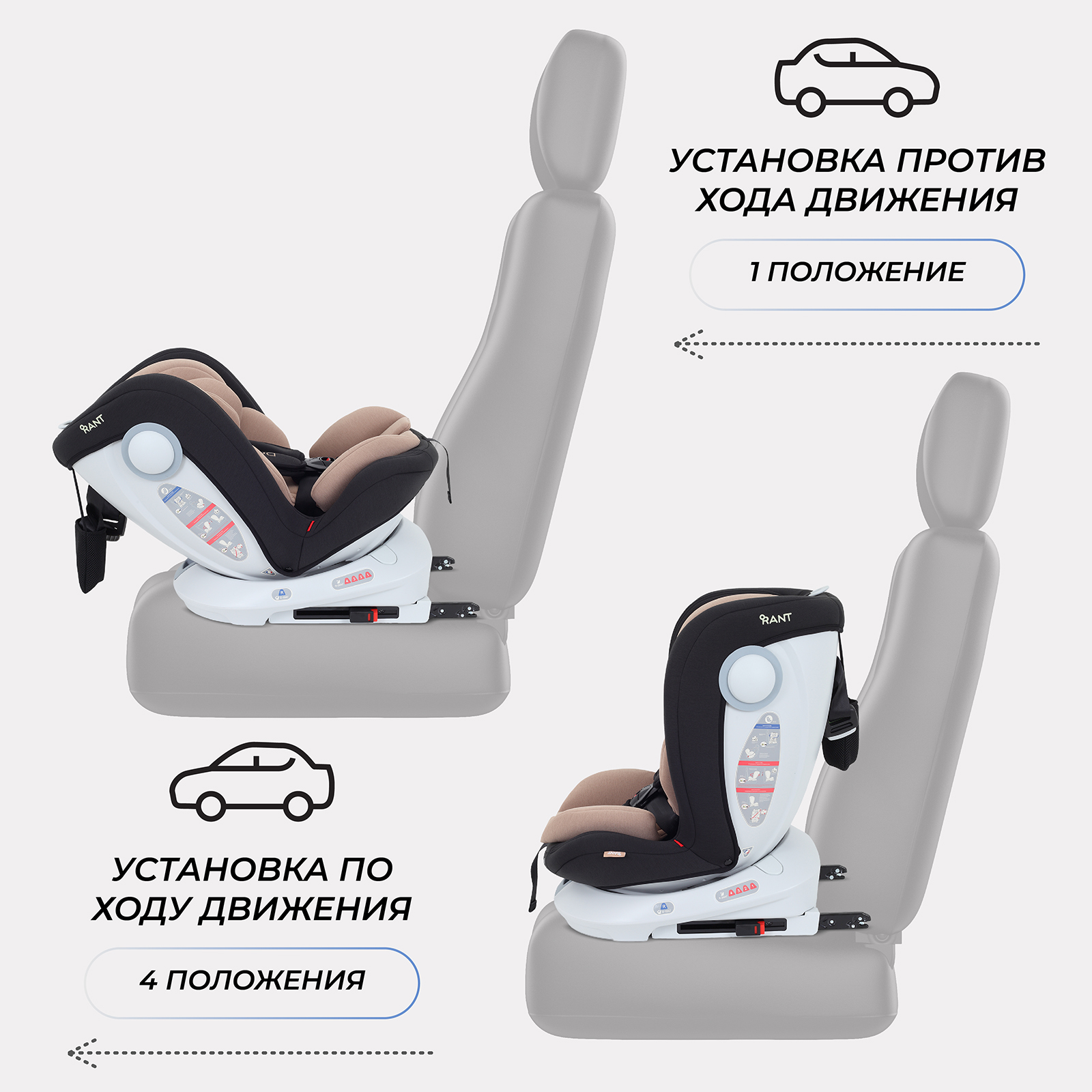 Автокресло Rant Drive Isofix 0+/1/2/3 (0-36 кг) бежевый - фото 5