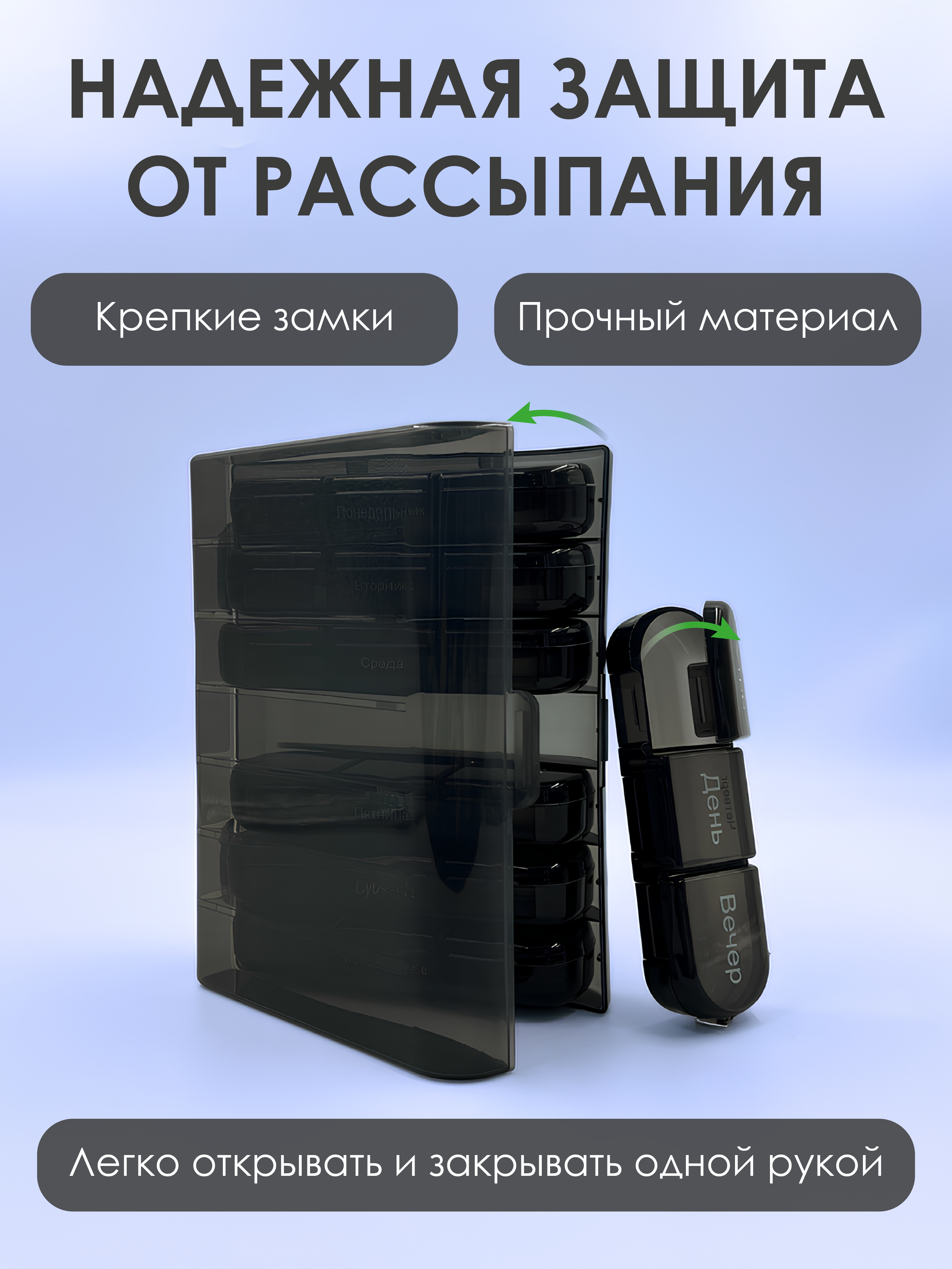 Таблетница на неделю AXLER 3 приема бокс для лекарств контейнер для таблеток кейс органайзер для витаминов - фото 5