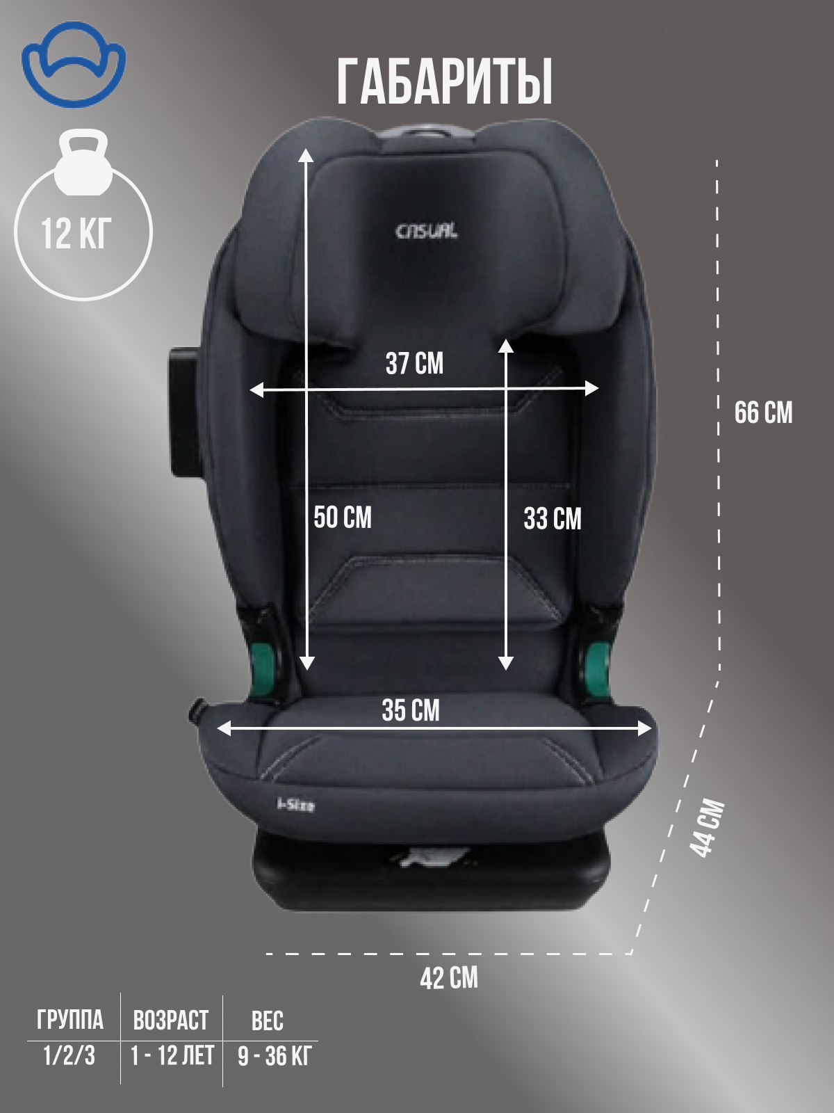 Автокресло Casual Anthrachite Isofix 2/3 (15-36 кг) - фото 10