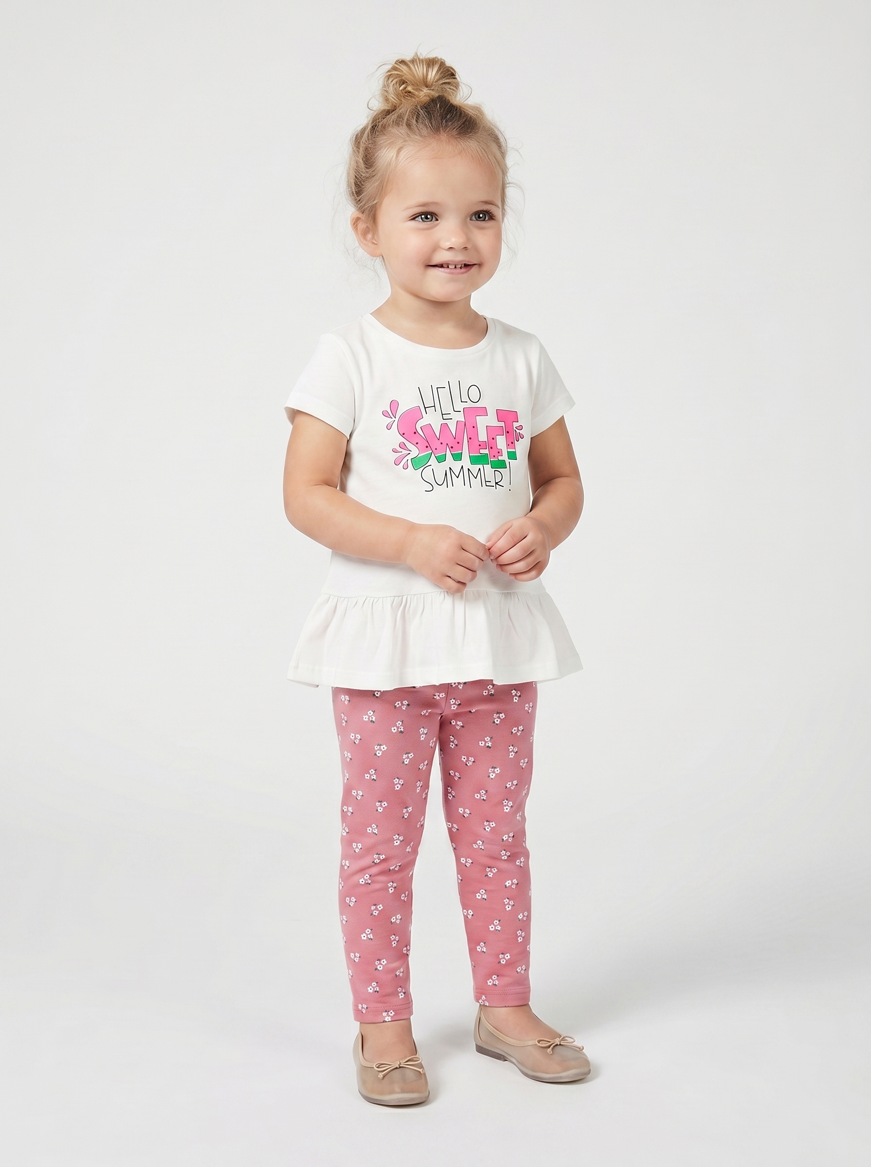 Изображение товара Комплект для девочки YOULALA 104 футболка и легинсы летний легкий