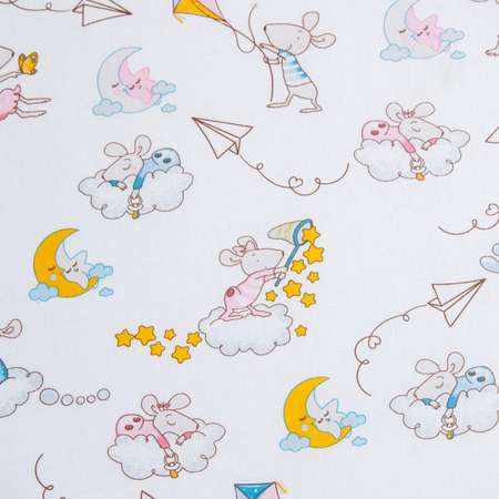 Простыня Amarobaby Мышата в облаках на резинке AMARO-5102-MvO