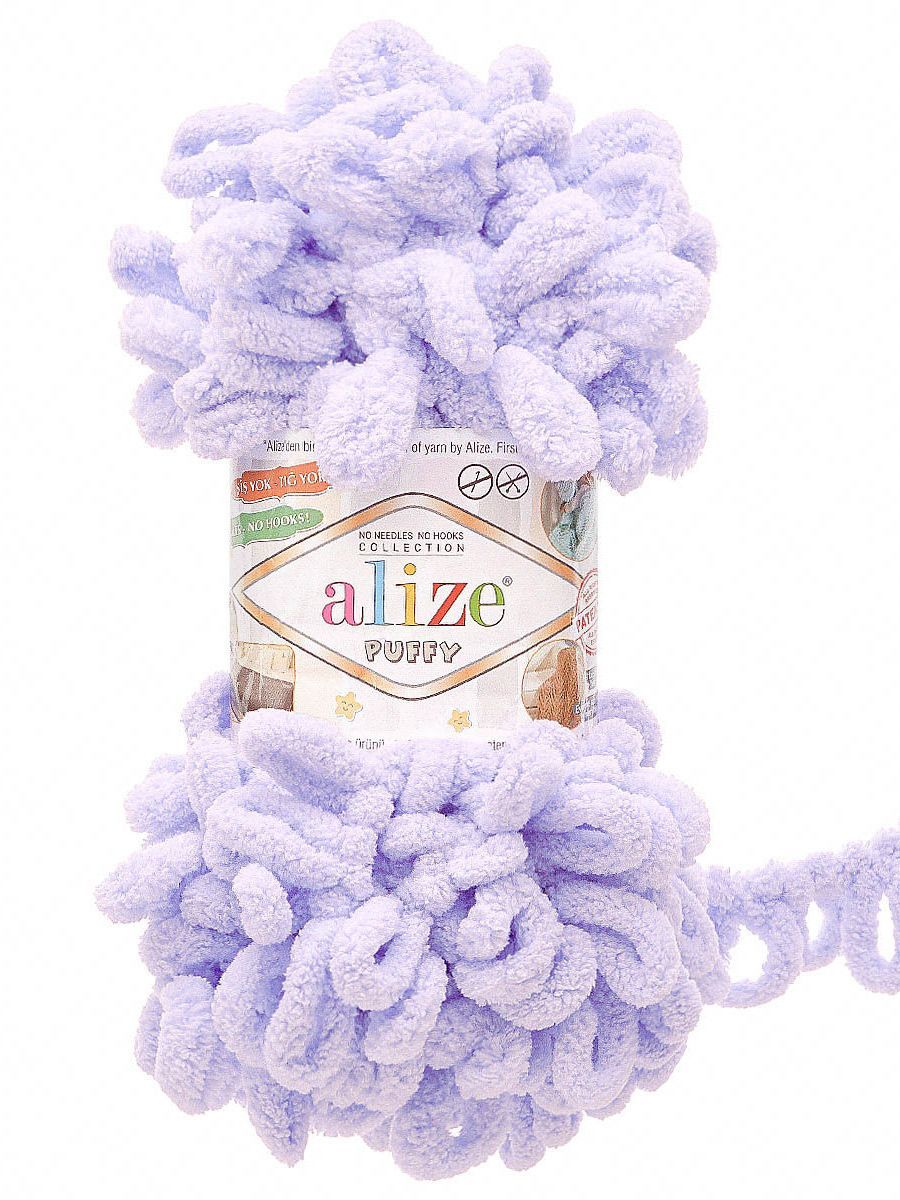 Пряжа для вязания Alize puffy 100 г 9 м микрополиэстер фантазийная плюшевая 146 лаванда 5 мотков - фото 4