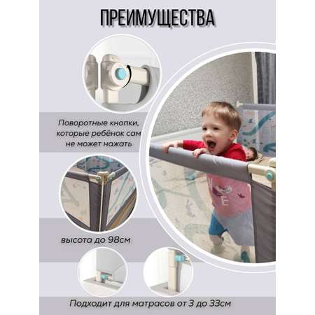 Барьер для кровати Safely and Soft Premium длиной 160см серый на одну сторону кровати