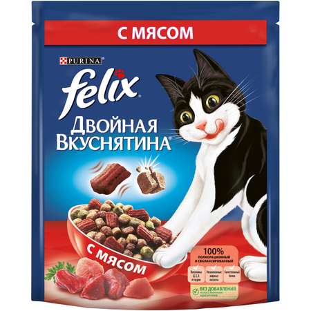 Корм для кошек Felix Двойная вкуснятина с мясом сухой 300г