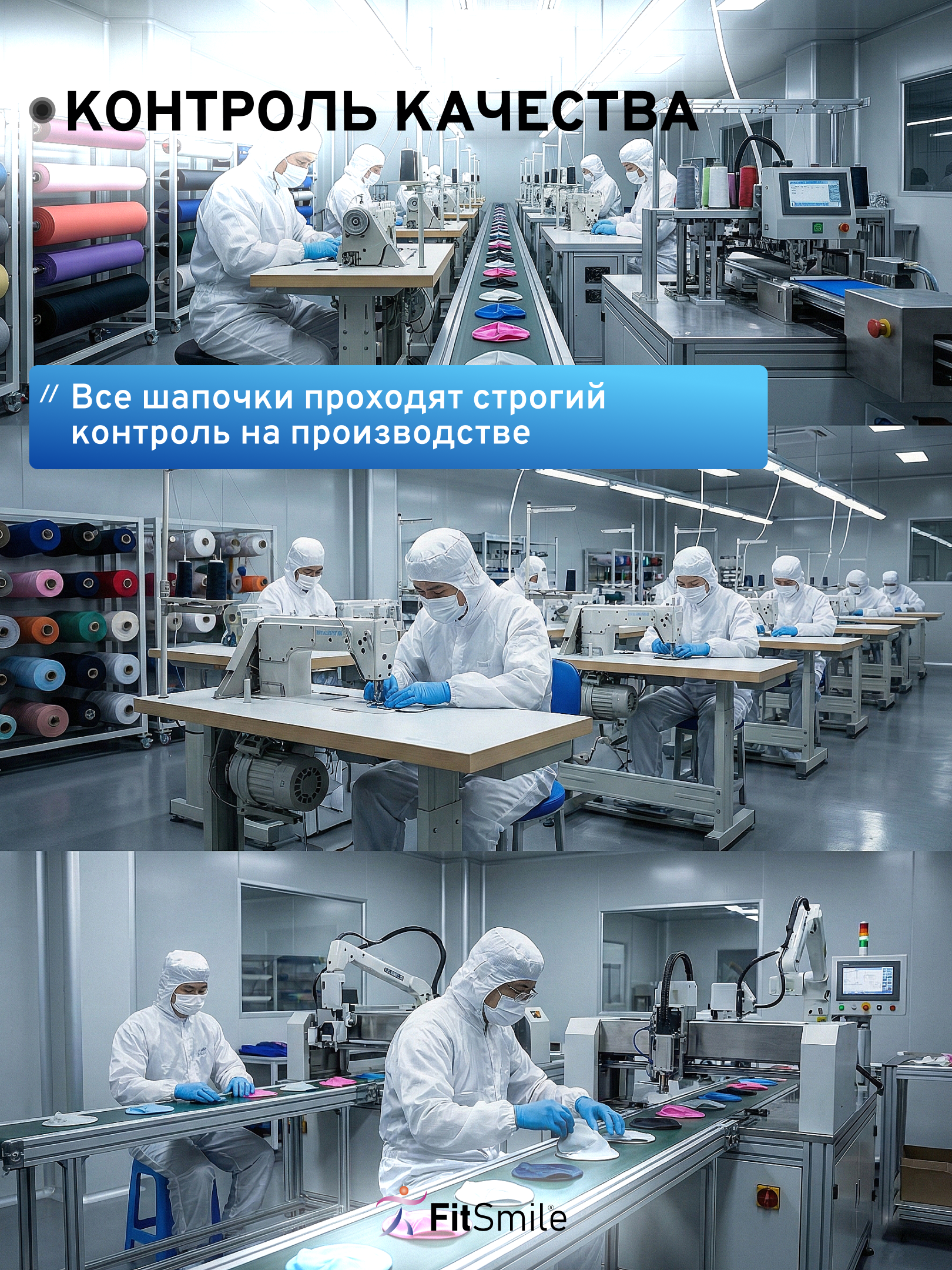 Шапочка для бассейна FitSmile женская синяя - фото 14