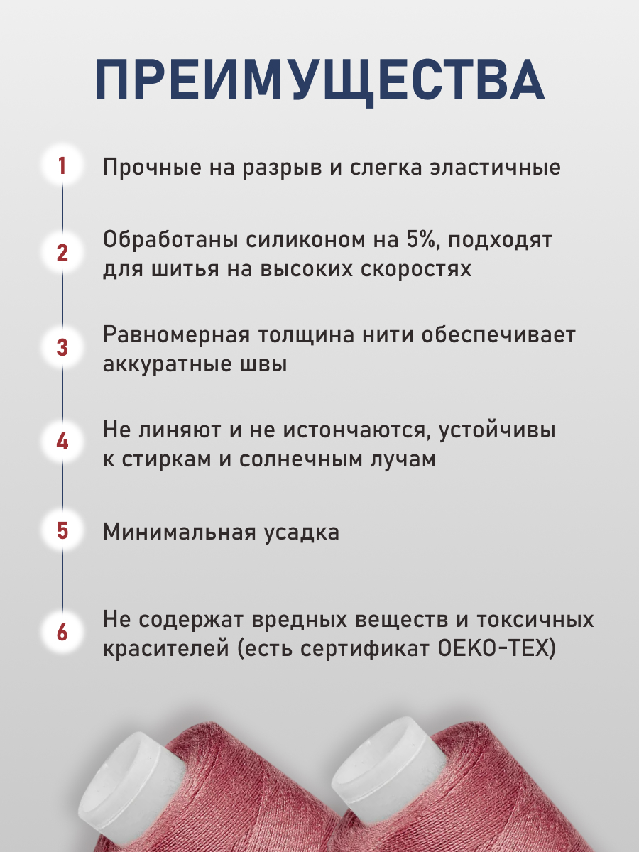 Нитки для шитья 40/2 Bestex 10шт цв 31 - фото 3