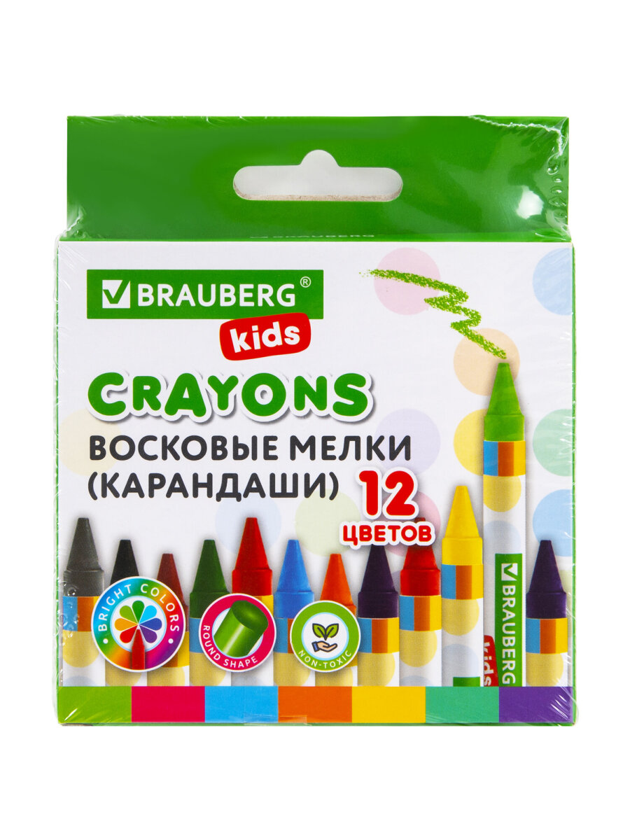 Восковые мелки Brauberg 12 шт. - фото 2