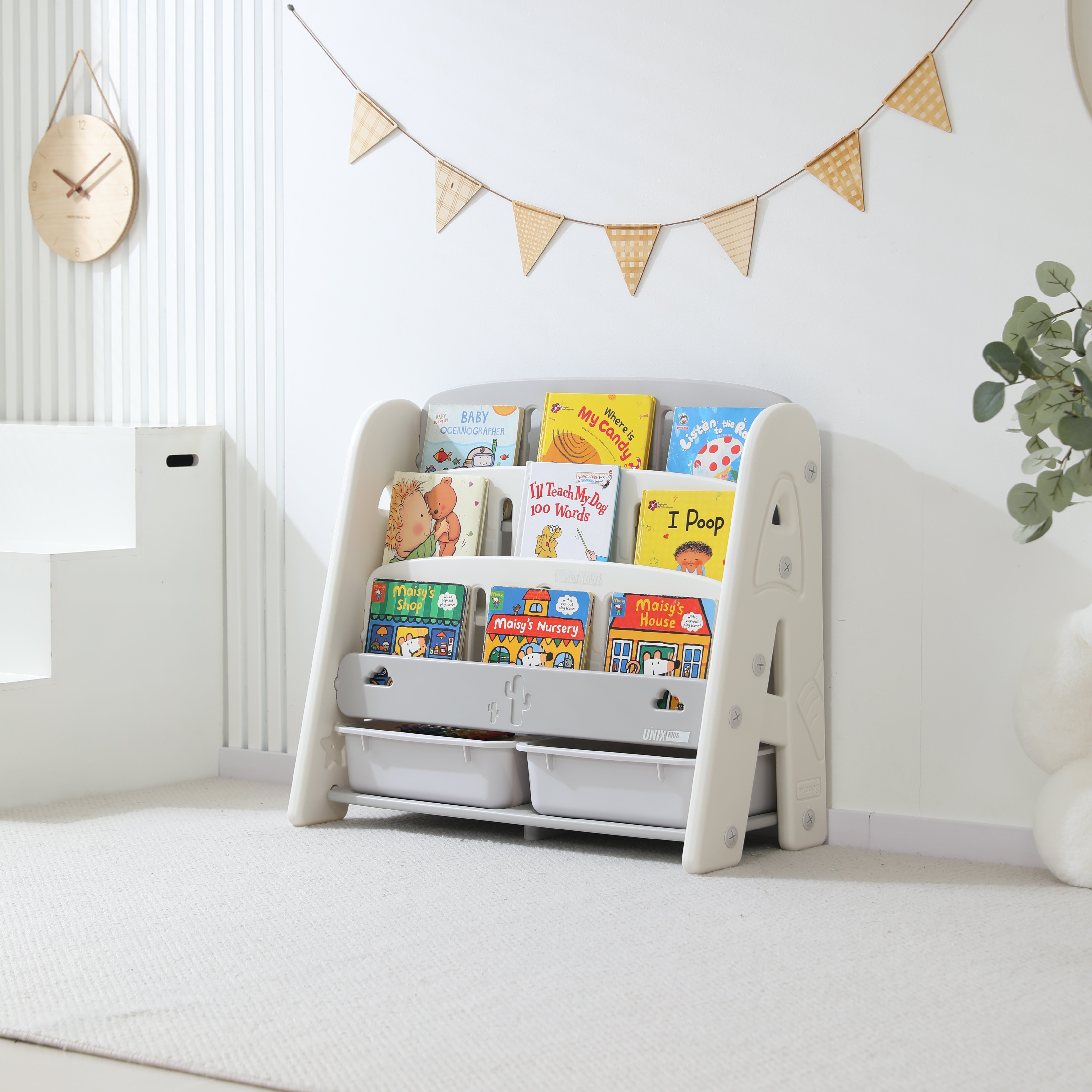 Стеллаж для книг UNIX Kids Сactus Grey - фото 18