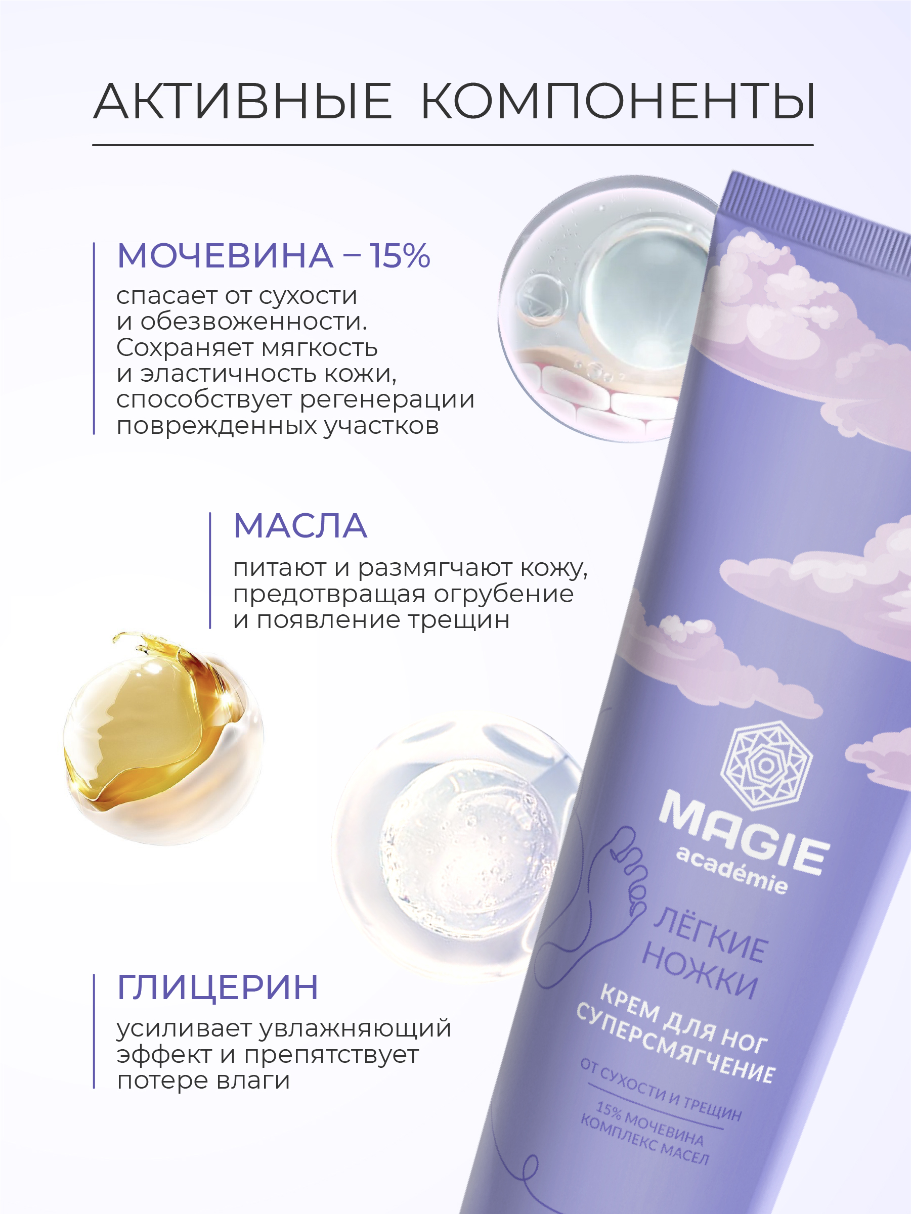 Крем MAGIE academie Лёгкие ножки Супер смягчение 100 мл - фото 4
