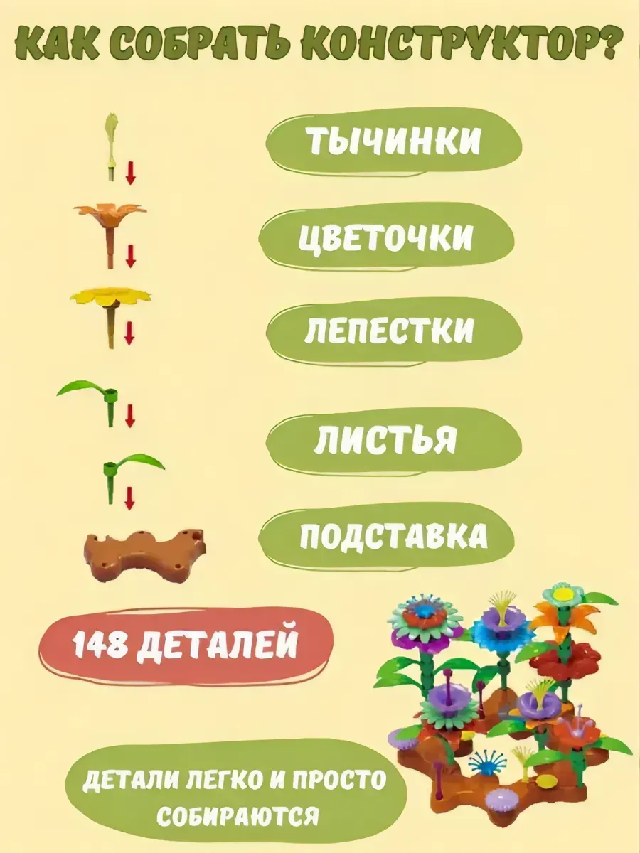 Конструктор BOSSTOYS Волшебный сад 148 дет. в ассортименте - фото 2