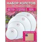 Холсты на подрамнике для рисования AXLER грунтованные набор 4 шт круглые для масляных красок и акрила 100% хлопок