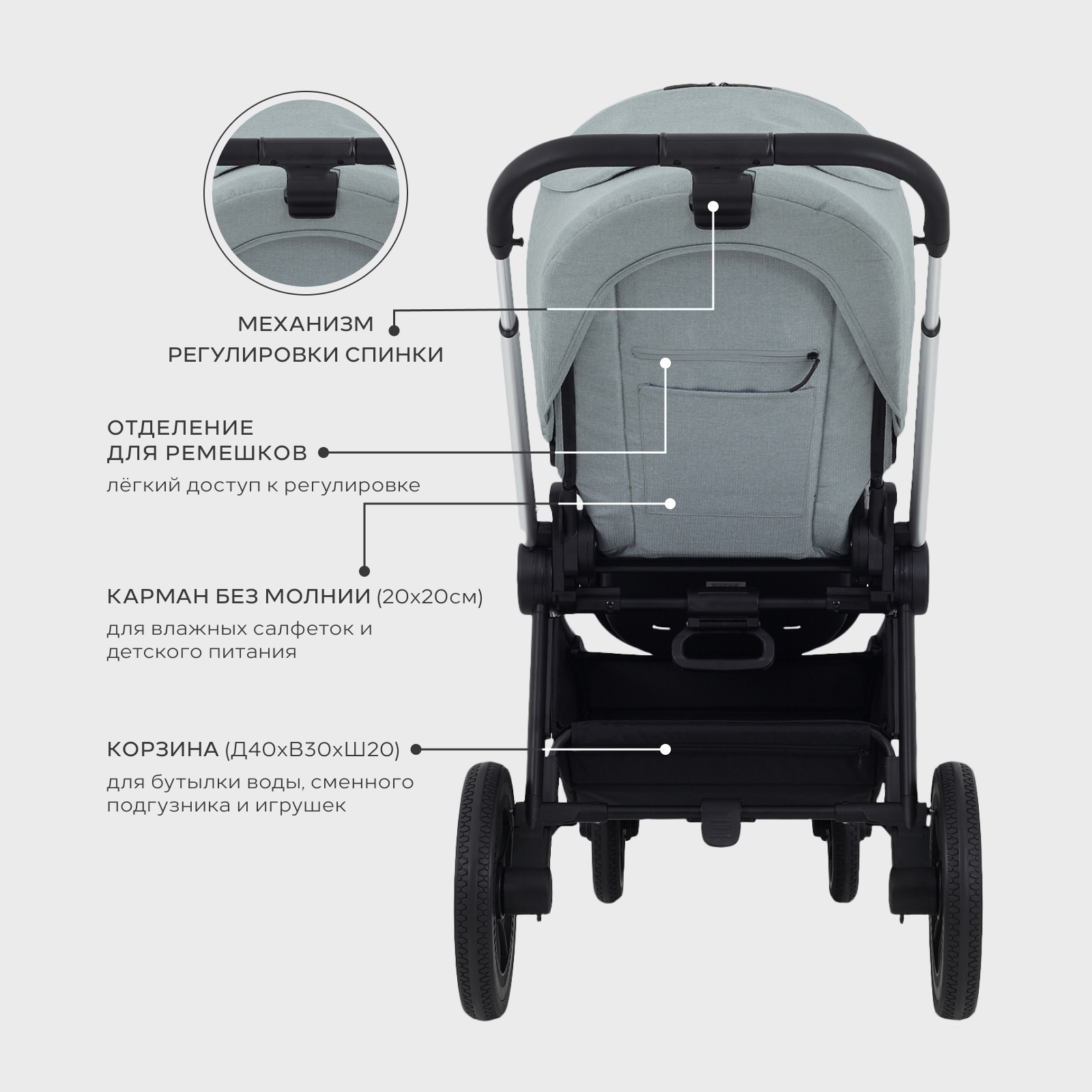 Коляска 3в1 MOWbaby Zoom new 3в1, silver green tea зеленый - фото 12