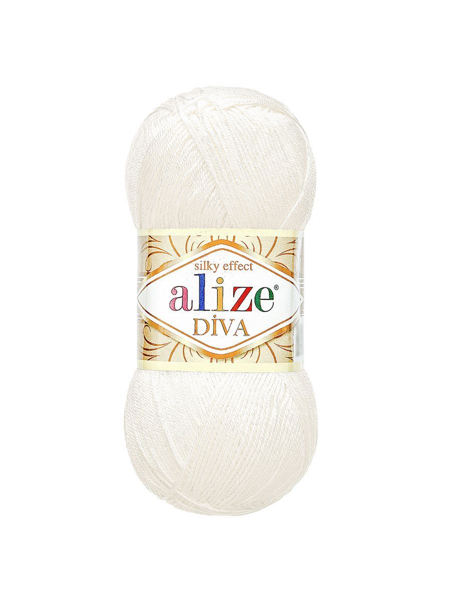 Пряжа Alize для вязания универсальная Diva микрофибра 100г 350м 5 шт 1055 сахарно-белый - фото 4